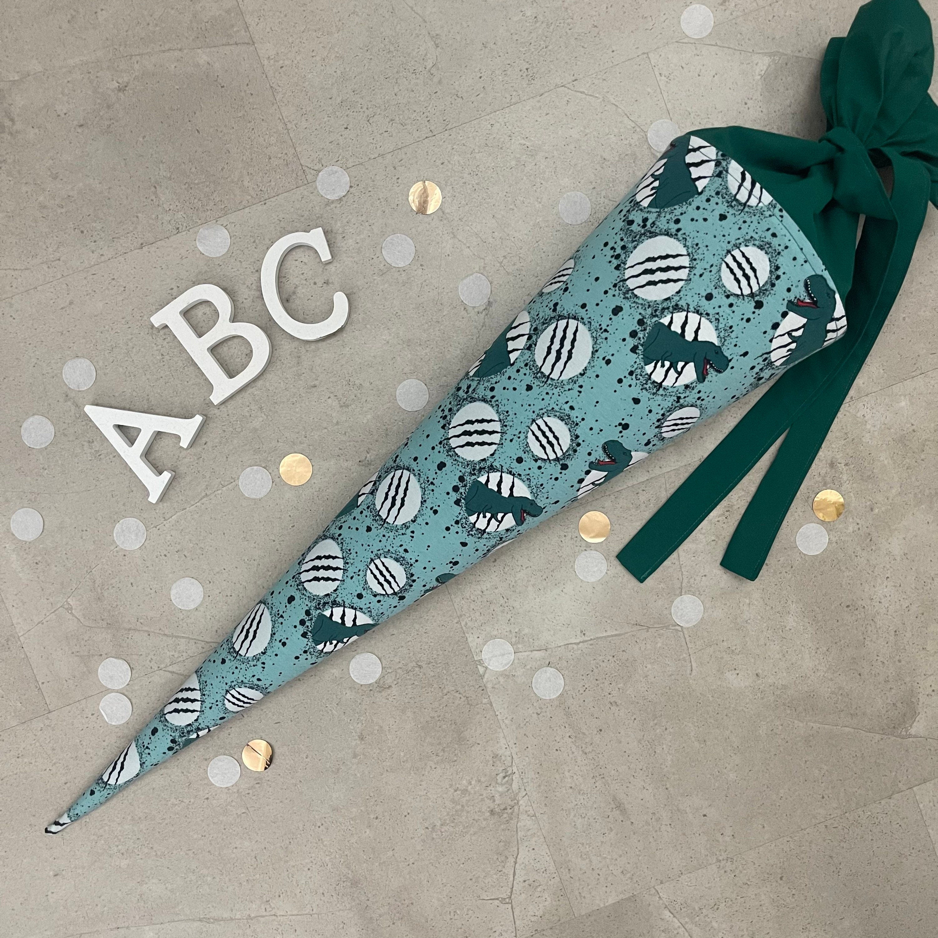 Schultüte Zuckertüte Einschulung Groß 70cm Handmade / Dinosaurier grün