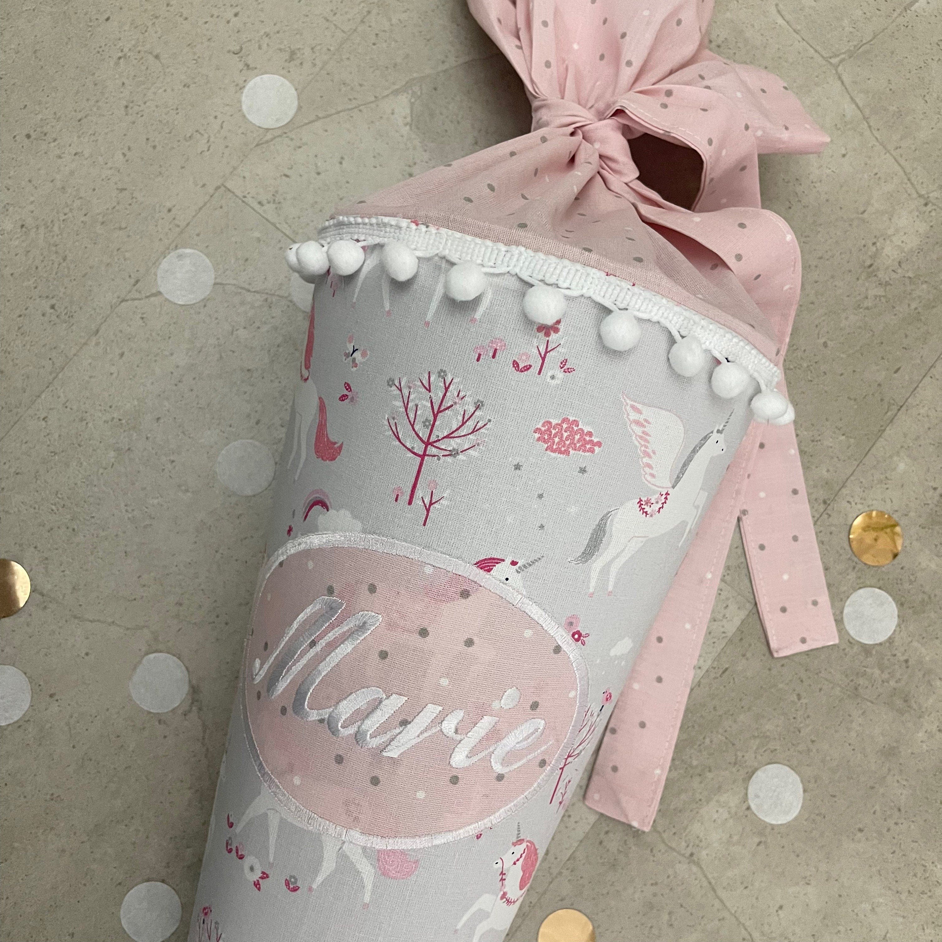 Schultüte Zuckertüte Einschulung Groß 70cm Handmade / Einhorn mit Ovalem Kreis