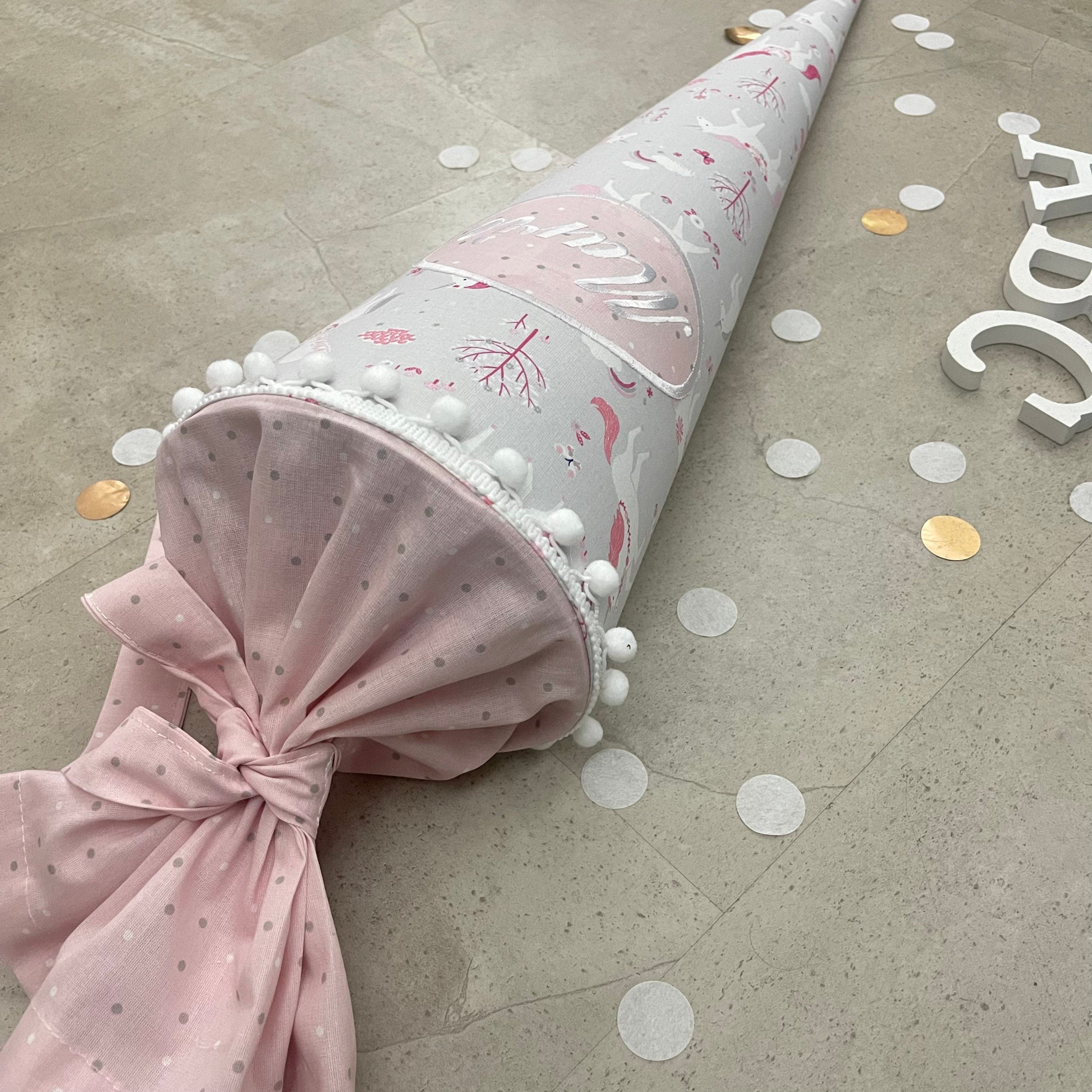 Schultüte Zuckertüte Einschulung Groß 70cm Handmade / Einhorn mit Ovalem Kreis