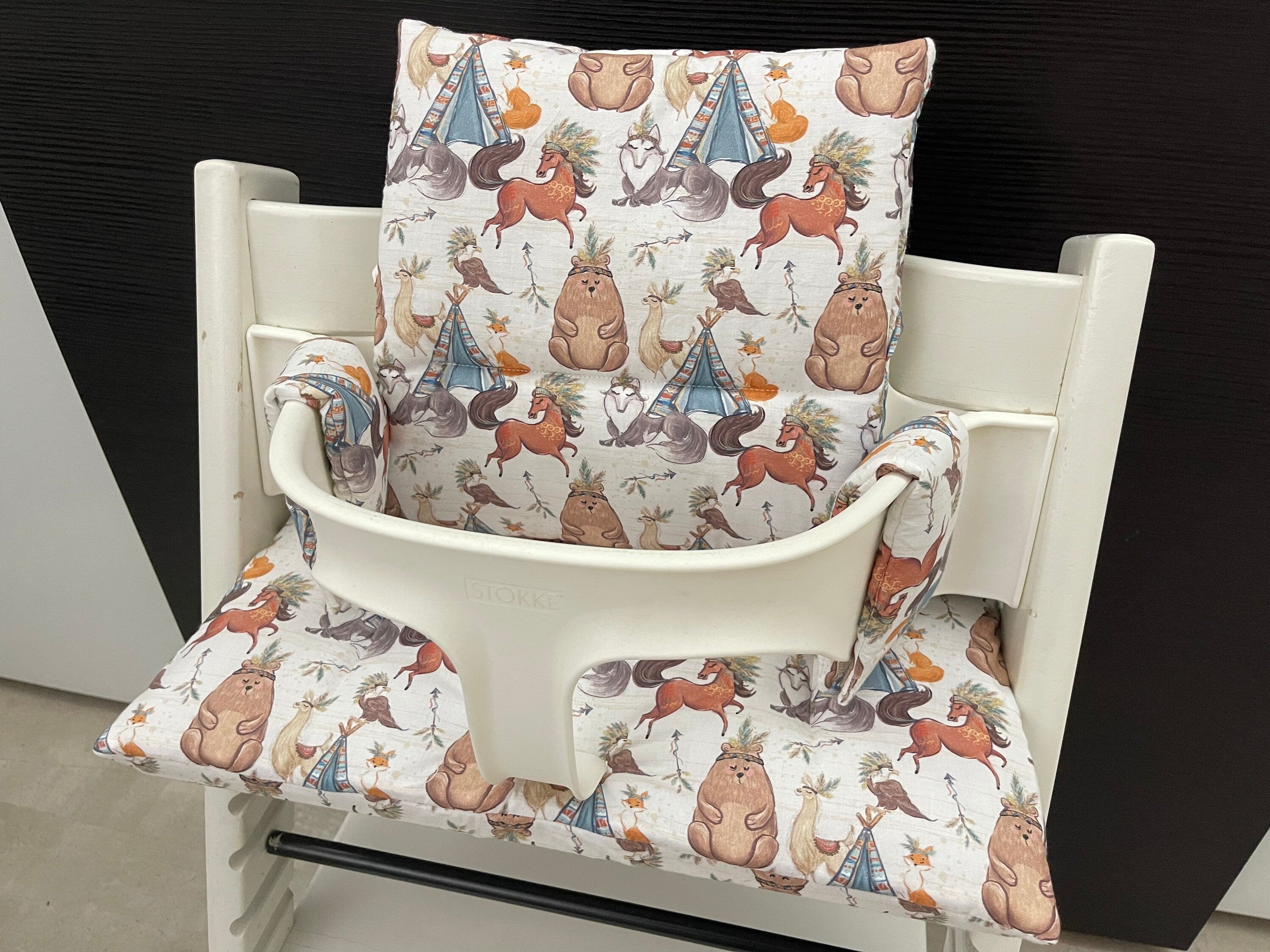 Tripp Trapp Sitzkissen Kissenset für Stokke Hochstuhl - Tiere Indianer
