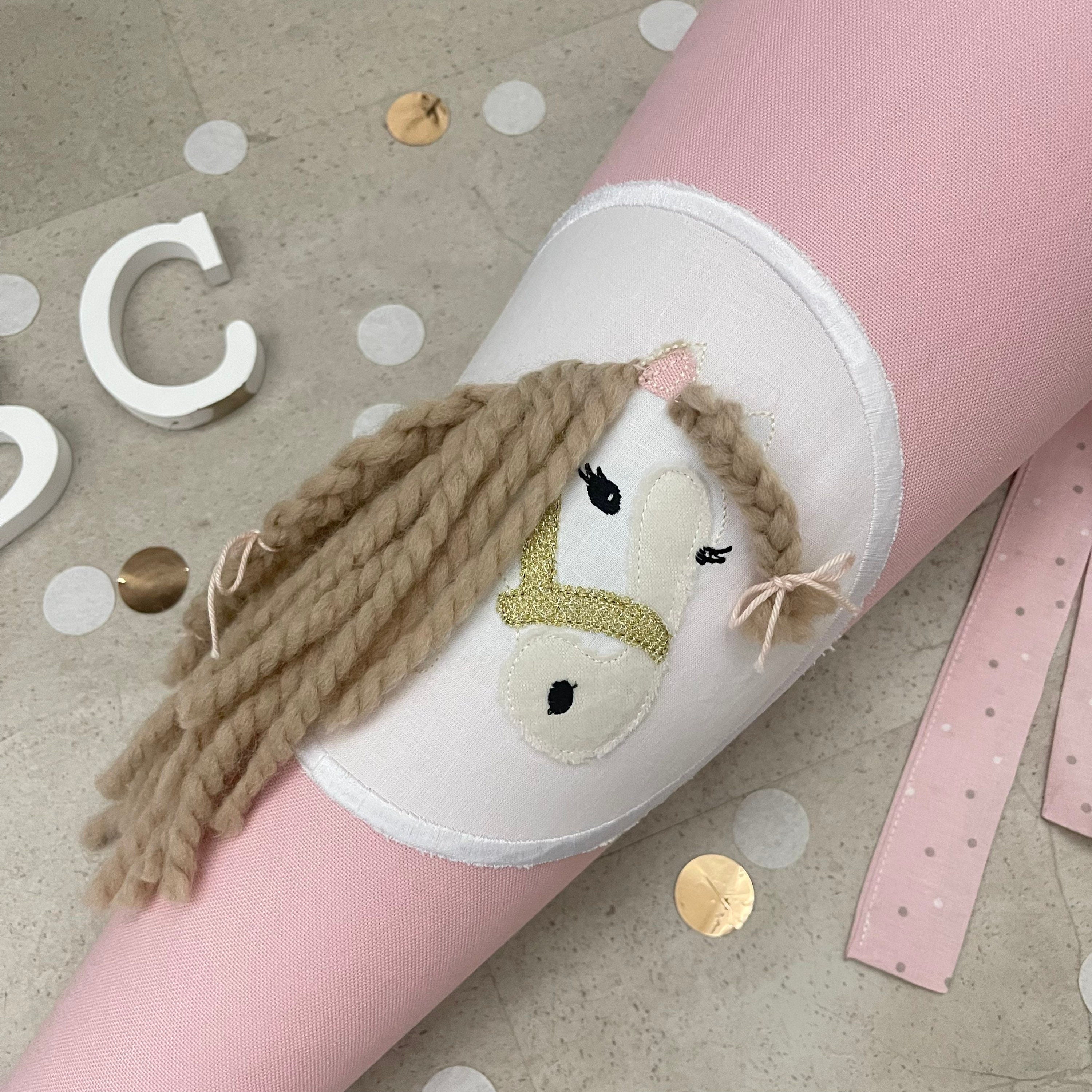 Schultüte Stoff Zuckertüte Einschulung 70cm Handmade - Pferd Stoff Rosa