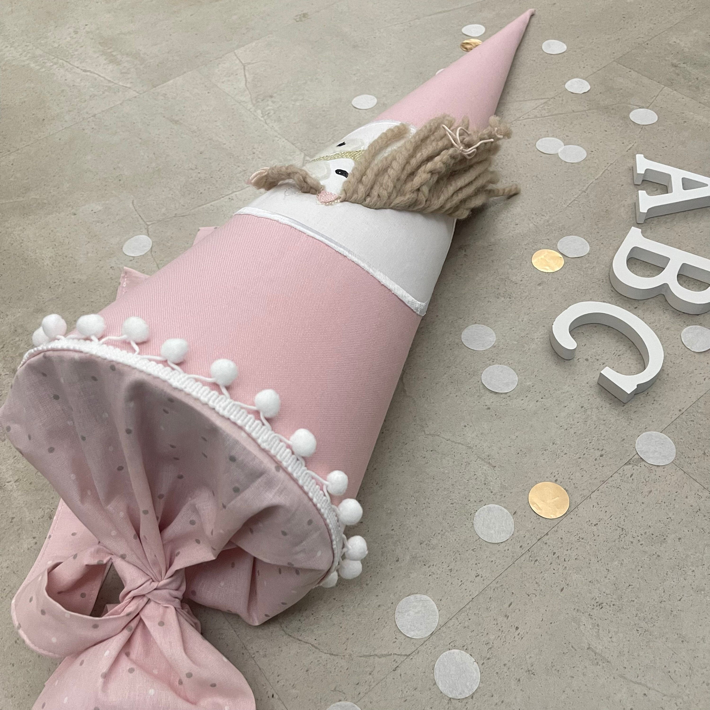 Schultüte Stoff Zuckertüte Einschulung 70cm Handmade - Pferd Stoff Rosa