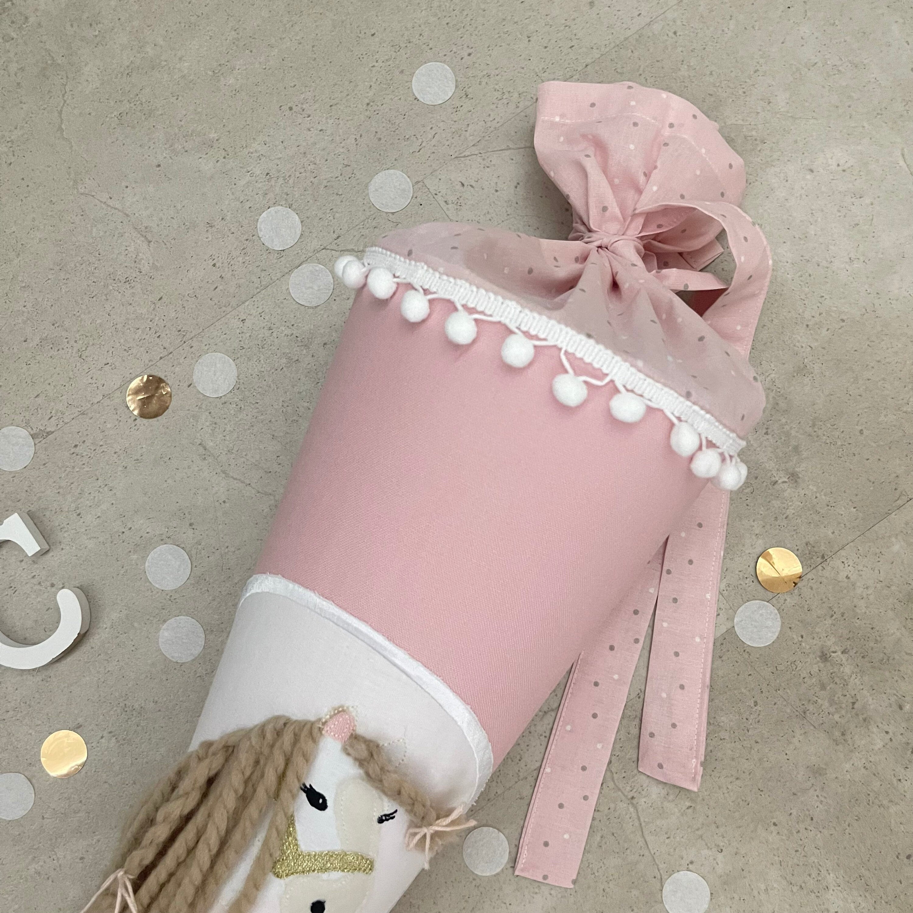 Schultüte Stoff Zuckertüte Einschulung 70cm Handmade - Pferd Stoff Rosa