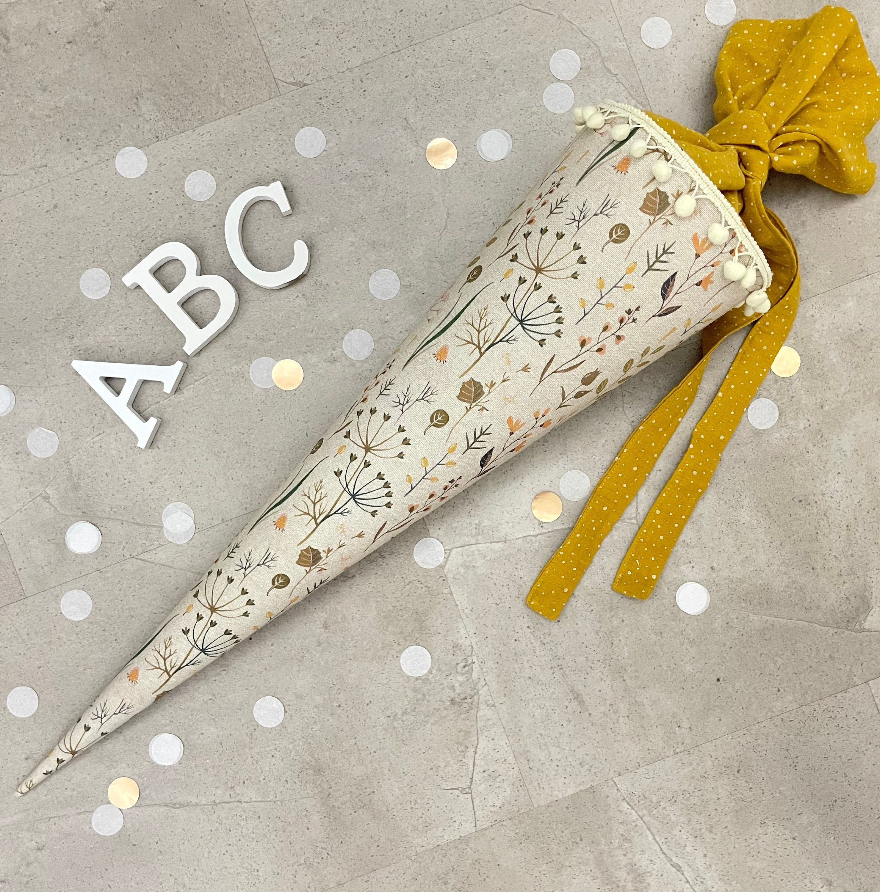 85cm Schultüte Zuckertüte Einschulung Groß Handmade / Natur Blumen