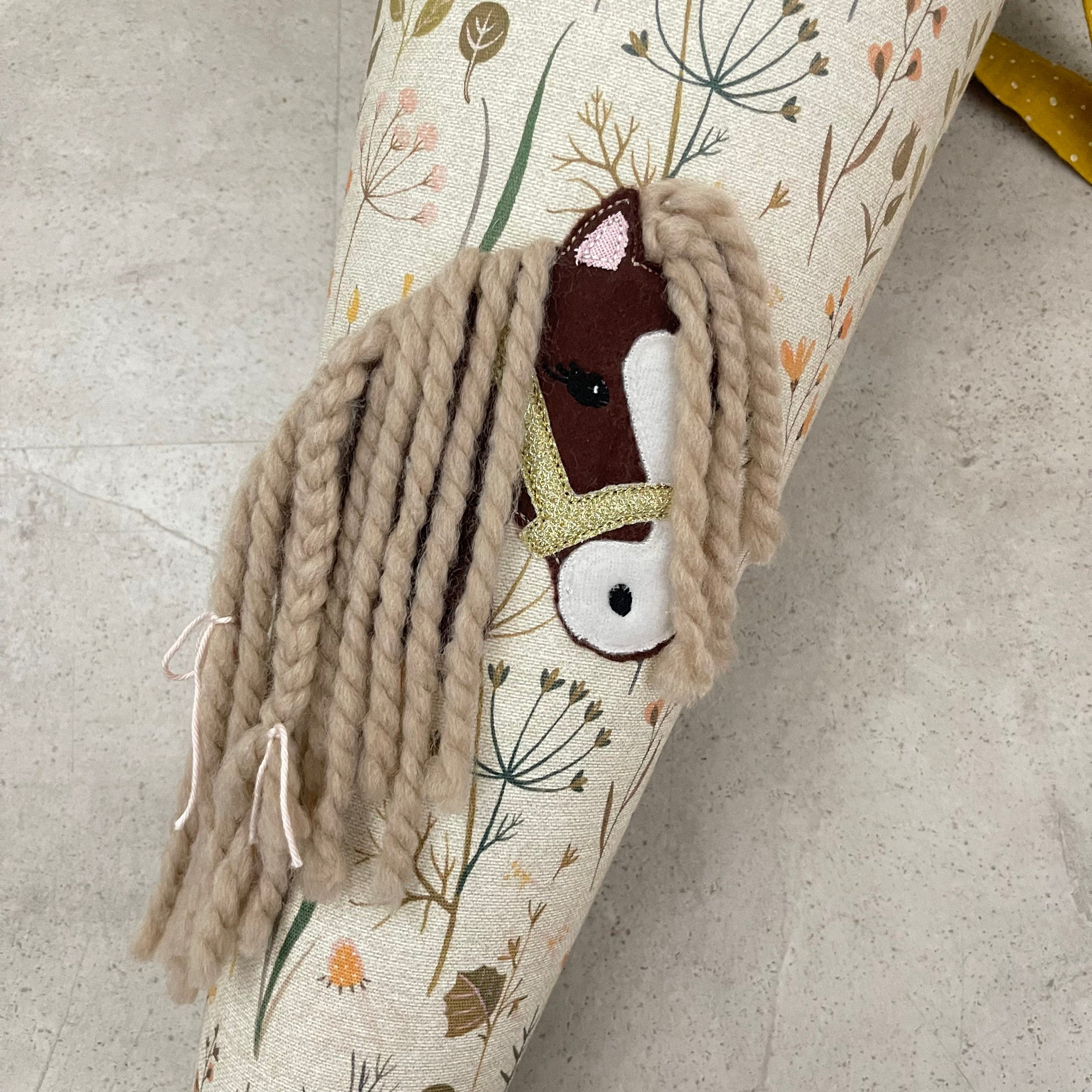 85cm Schultüte Stoff Zuckertüte Einschulung Handmade - Pferd Stoff Blumen