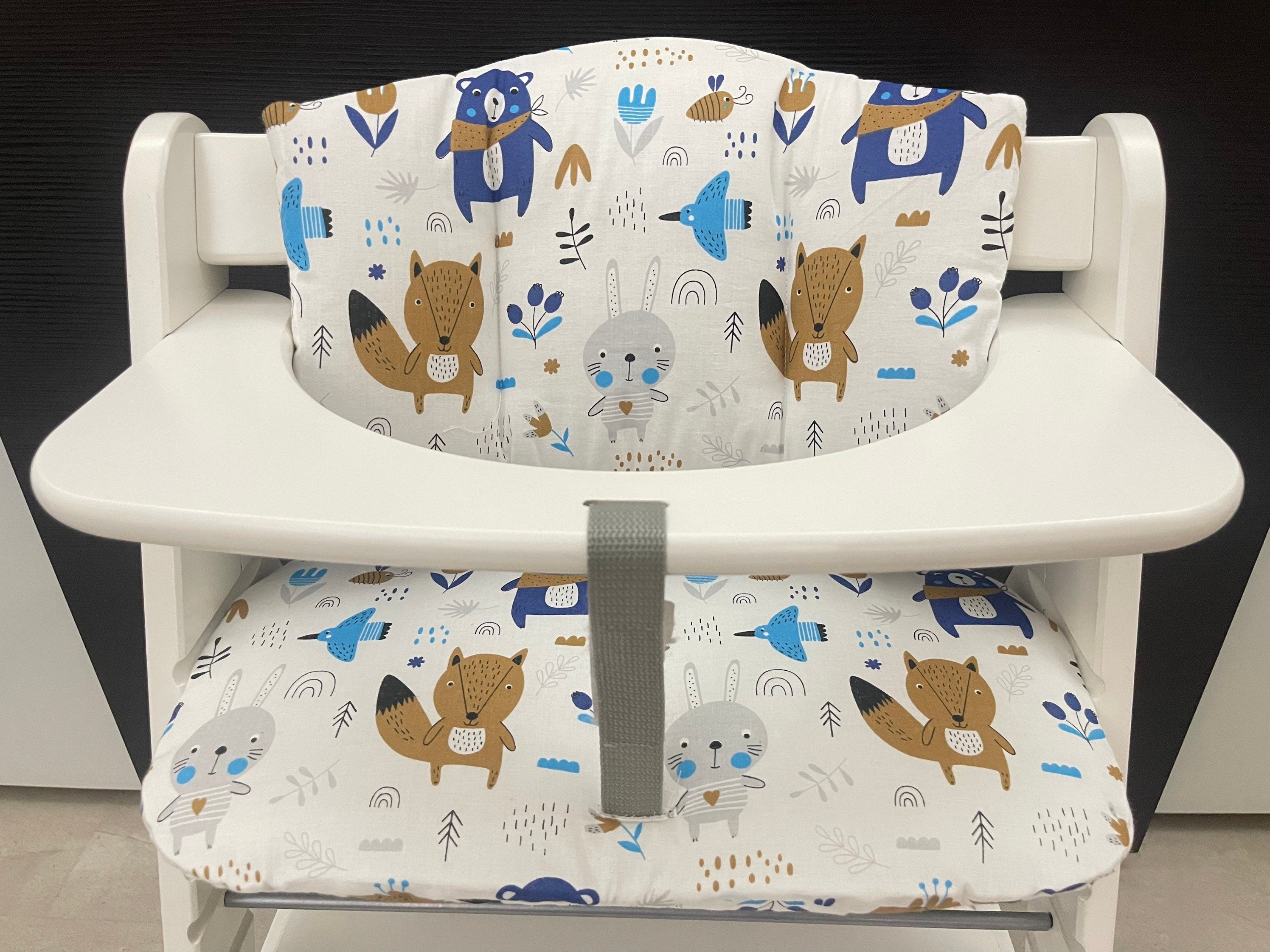 Sitzkissen Kissenset für Hauck Alpha, Tray, Beta Hochstuhl - Tiere blau