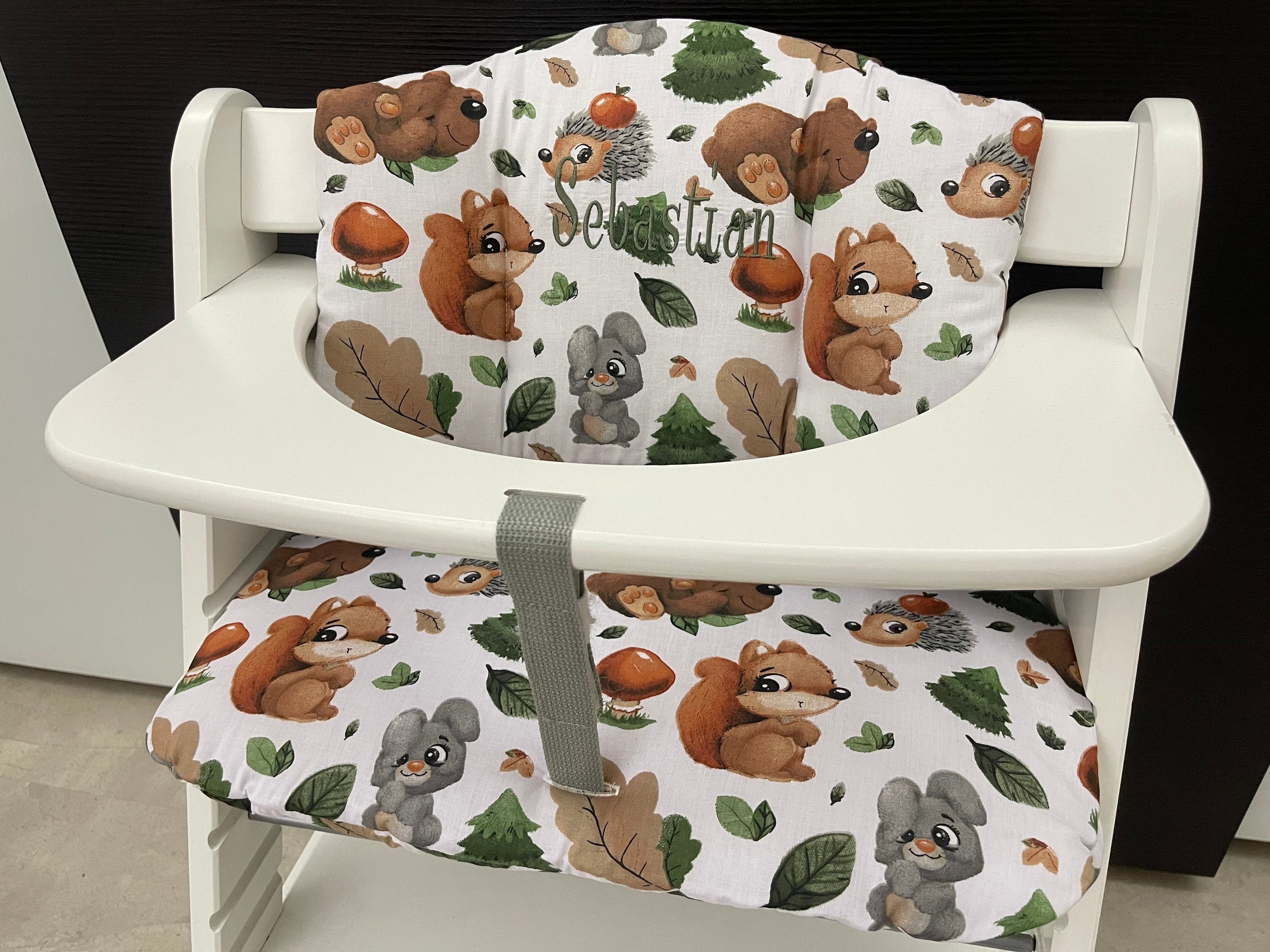 Sitzkissen Kissenset für Hauck Alpha, Tray, Beta Hochstuhl - Waldtiere Braun