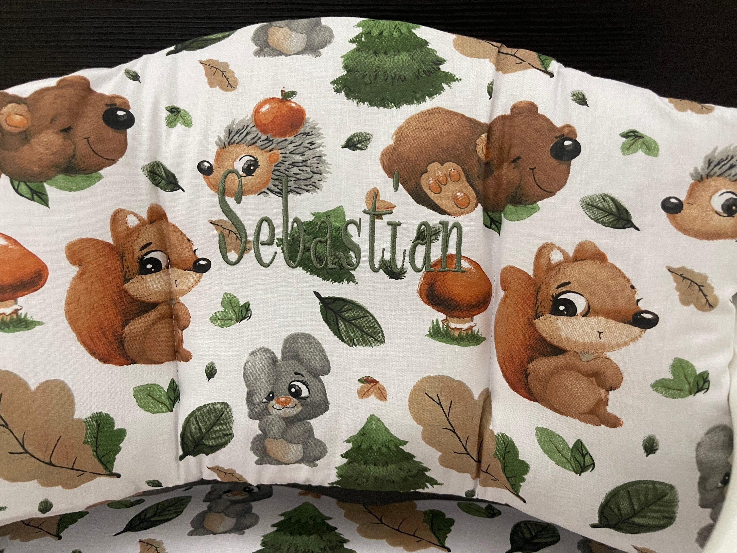 Sitzkissen Kissenset für Hauck Alpha, Tray, Beta Hochstuhl - Waldtiere Braun