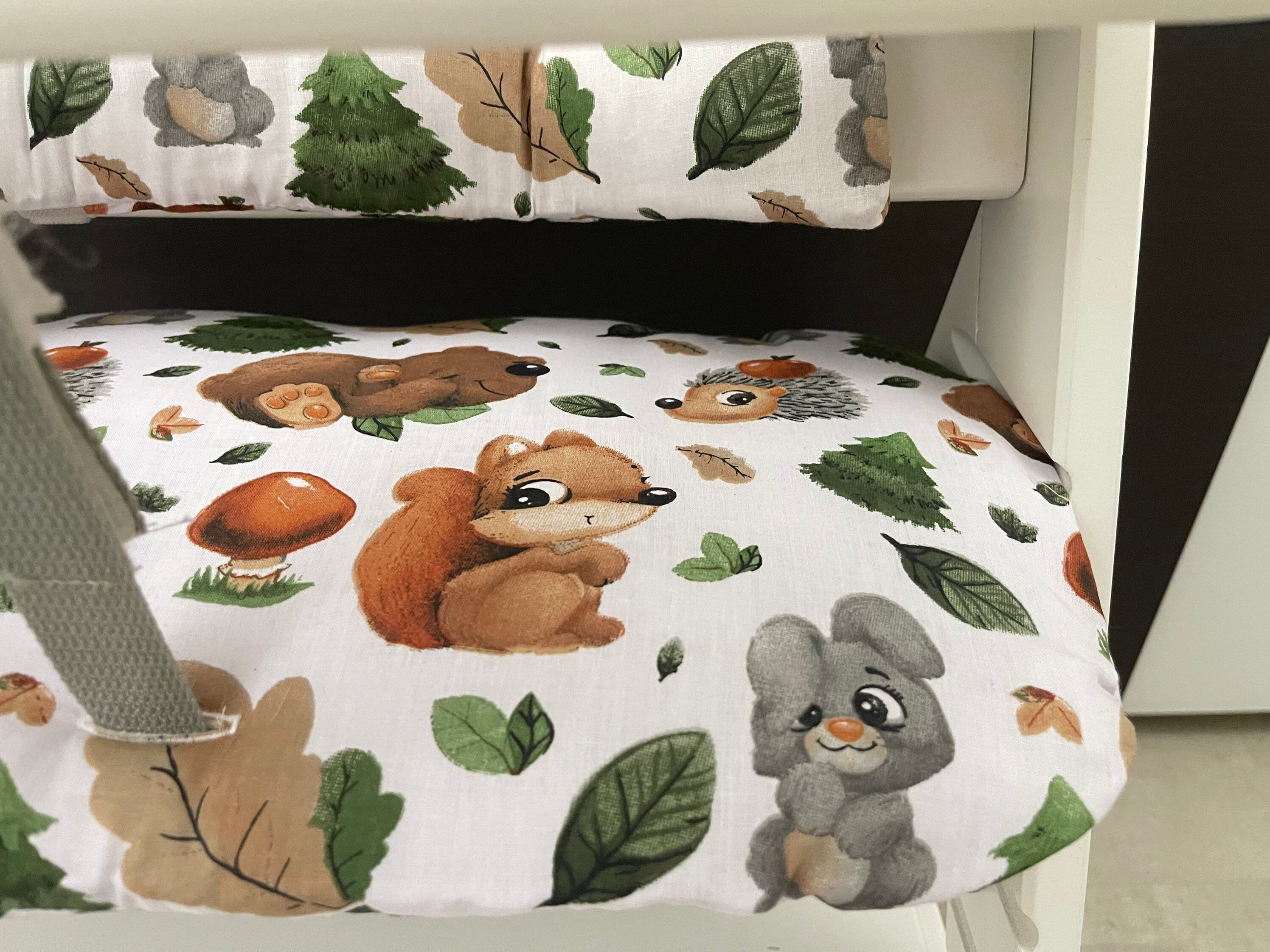 Sitzkissen Kissenset für Hauck Alpha, Tray, Beta Hochstuhl - Waldtiere Braun