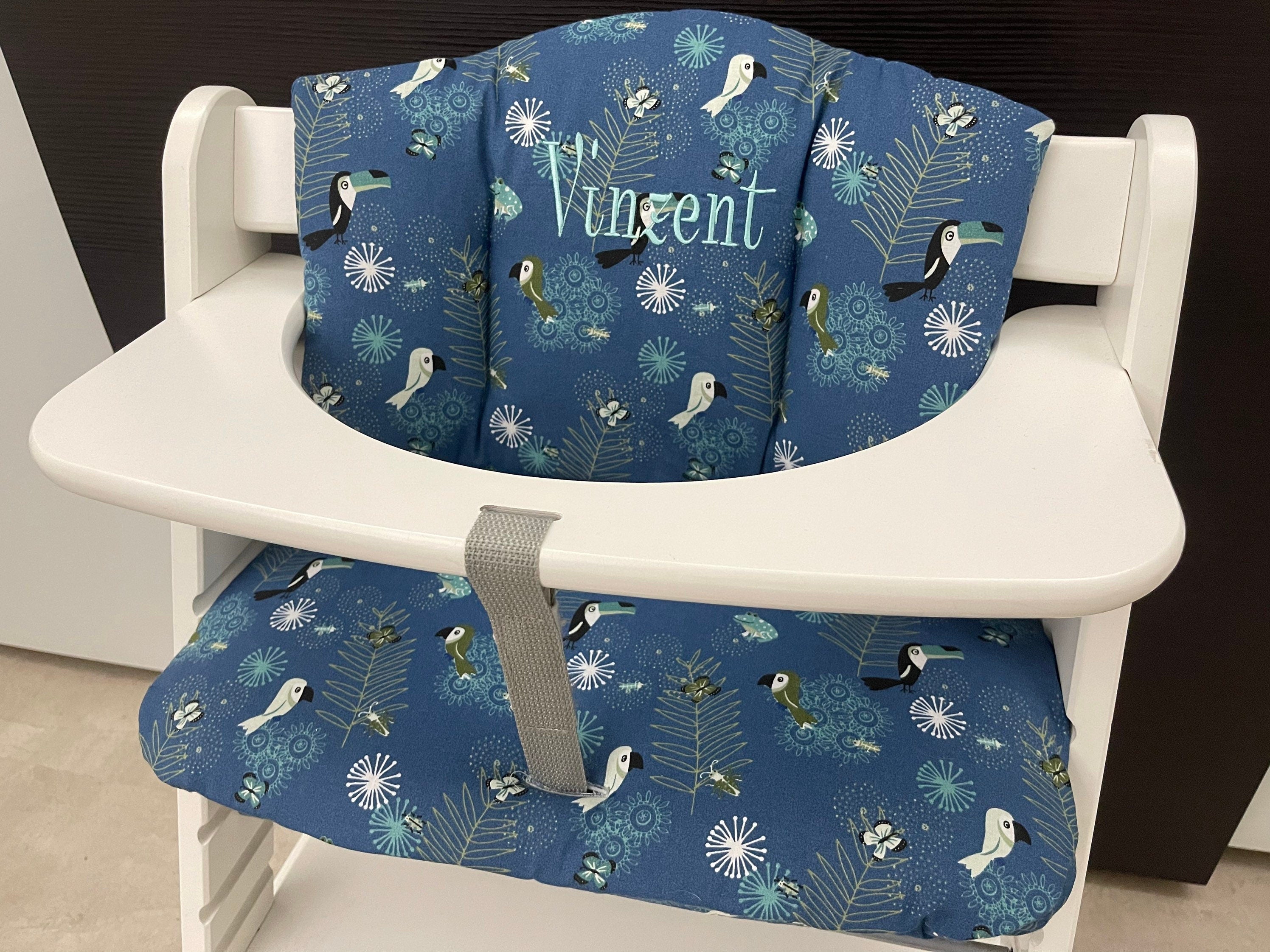 Sitzkissen Kissenset für Hauck Alpha, Tray, Beta Hochstuhl - Tukan blau