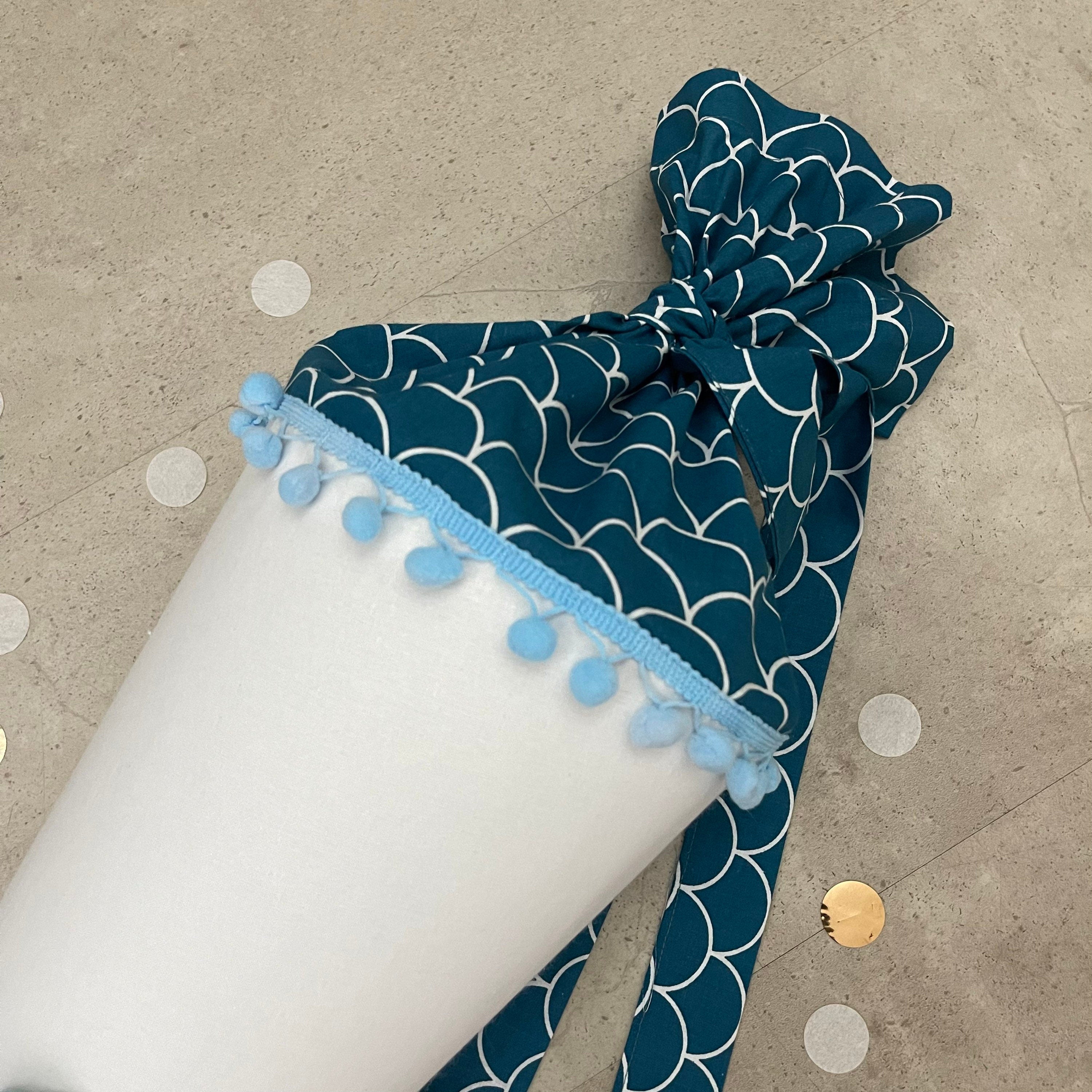 Schultüte Stoff Zuckertüte Einschulung 70cm Handmade - Meerjungfrau blau