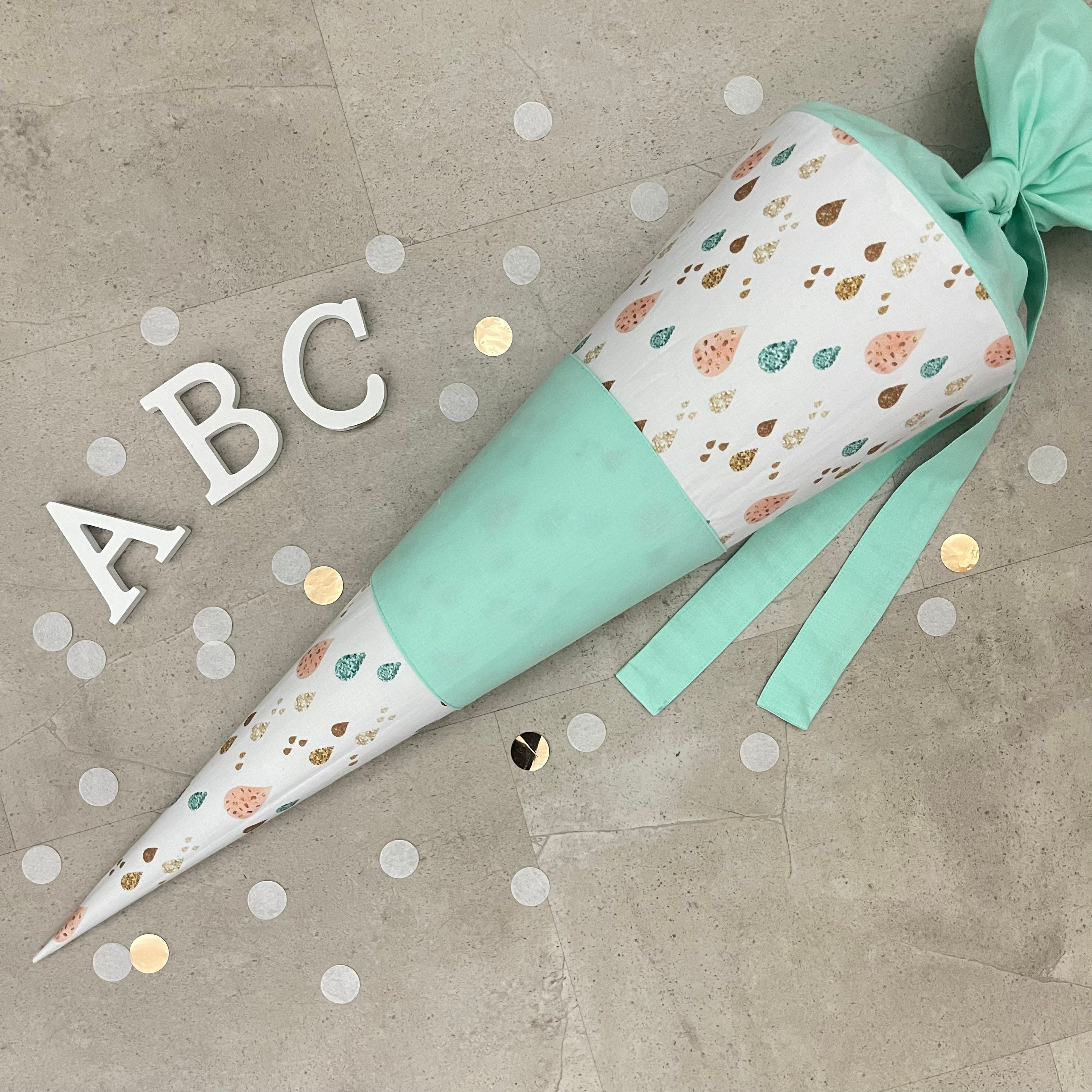 Schultüte Zuckertüte Einschulung Groß 70cm Handmade / Tropfen Multicolor