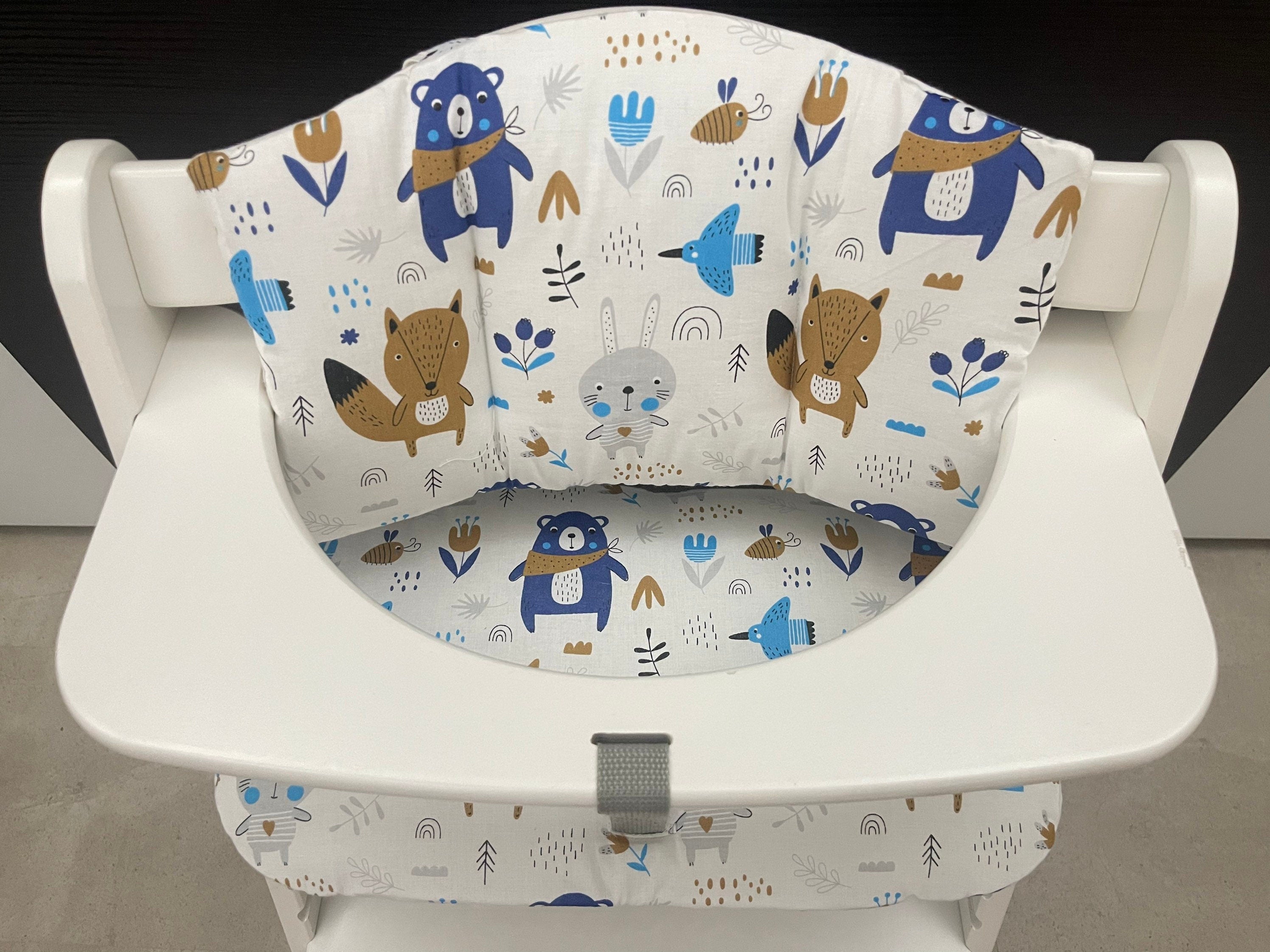 Sitzkissen Kissenset für Hauck Alpha, Tray, Beta Hochstuhl - Tiere blau