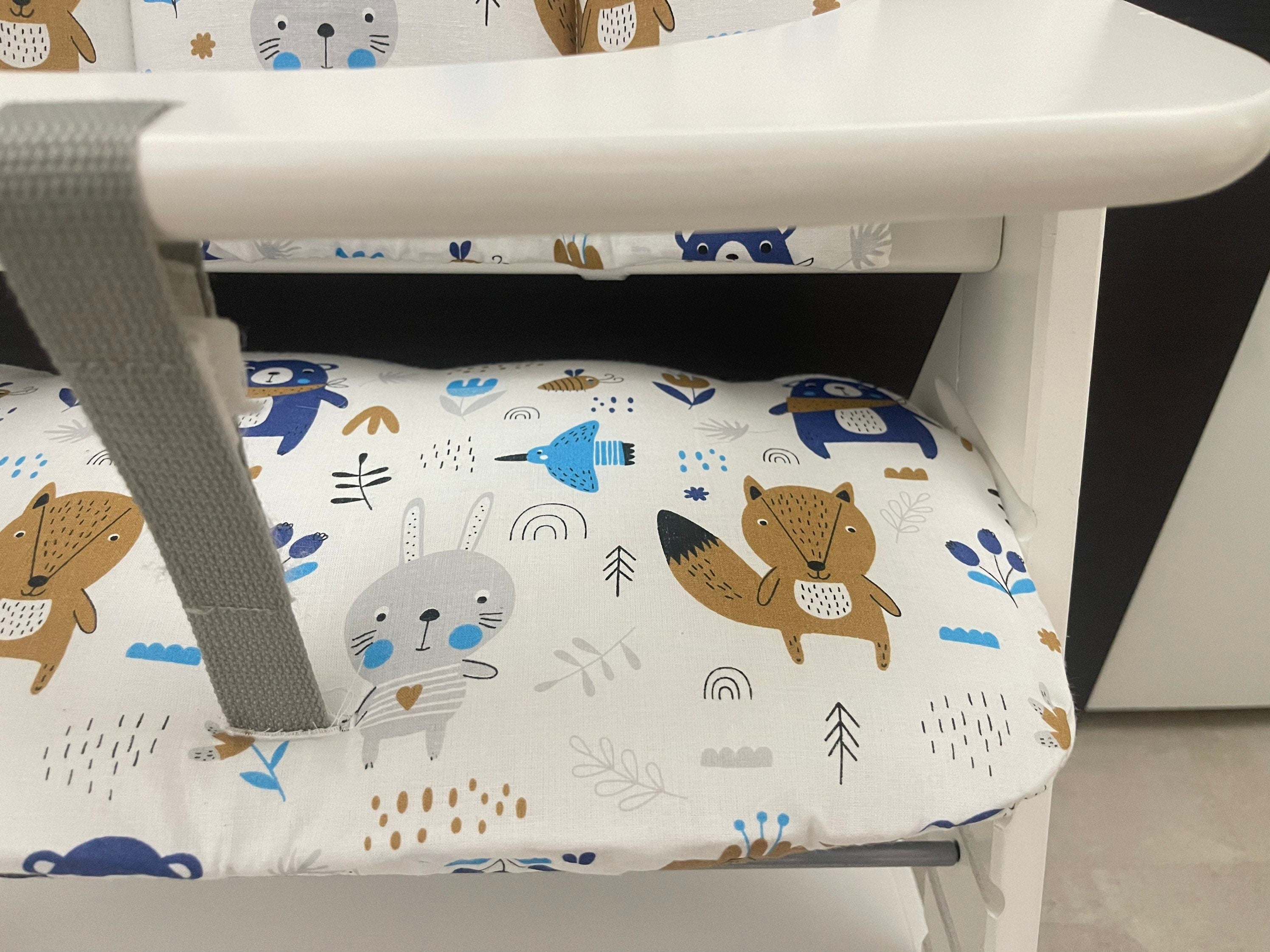 Sitzkissen Kissenset für Hauck Alpha, Tray, Beta Hochstuhl - Tiere blau