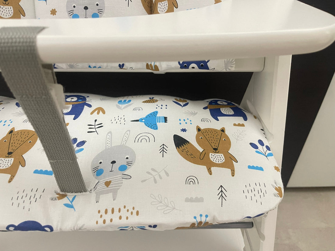Sitzkissen Kissenset für Hauck Alpha, Tray, Beta Hochstuhl - Tiere blau