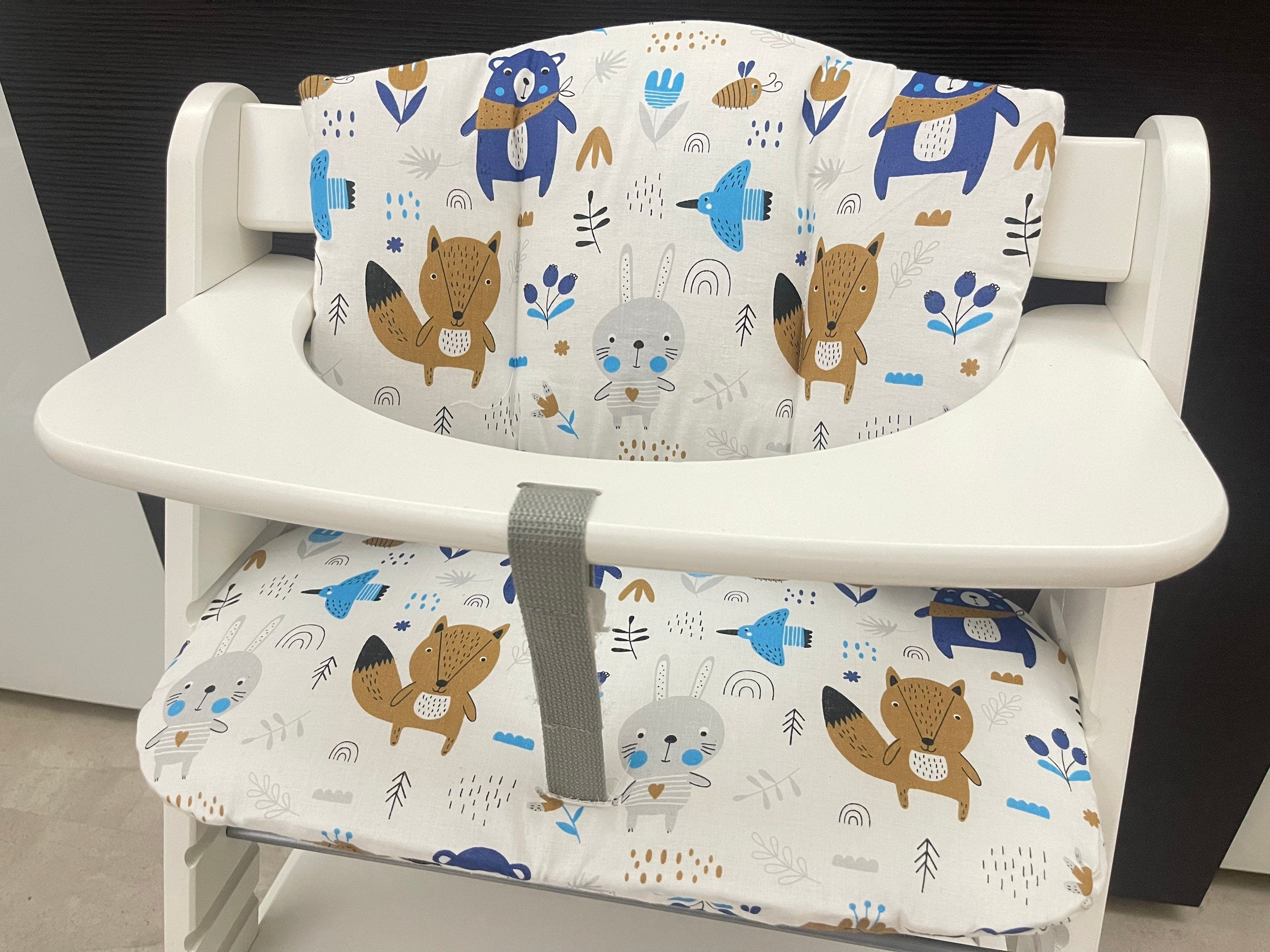 Sitzkissen Kissenset für Hauck Alpha, Tray, Beta Hochstuhl - Tiere blau