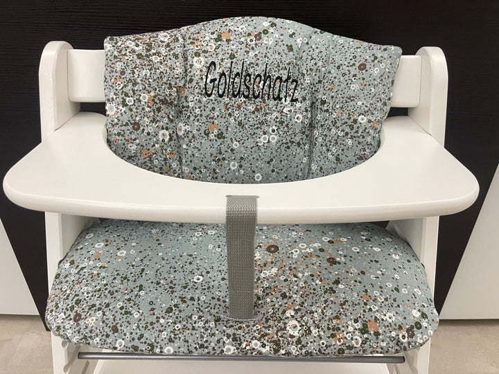 Sitzkissen Kissenset für Hauck Alpha, Tray, Beta Hochstuhl - Blumenrausch hell
