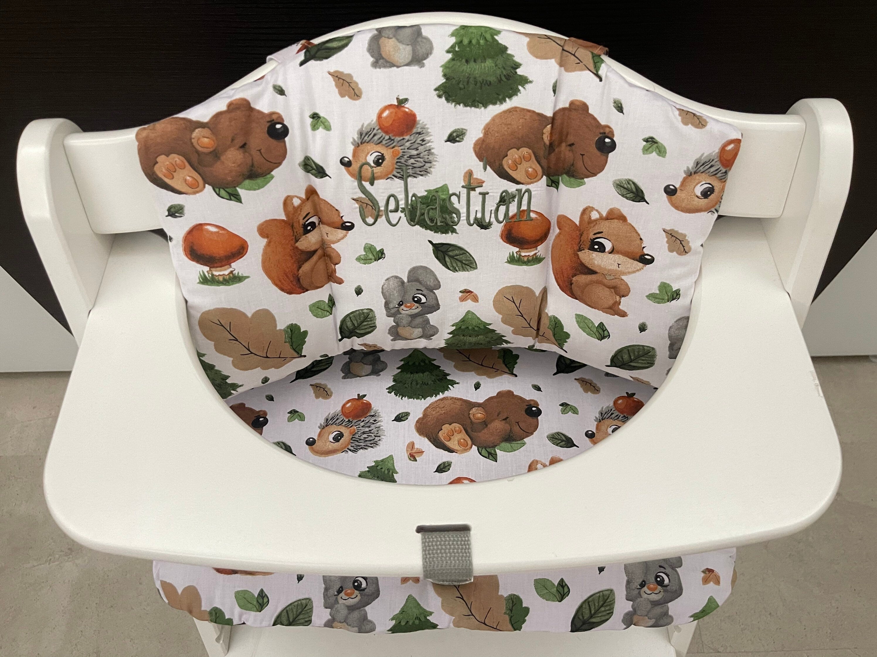 Sitzkissen Kissenset für Hauck Alpha, Tray, Beta Hochstuhl - Waldtiere Braun