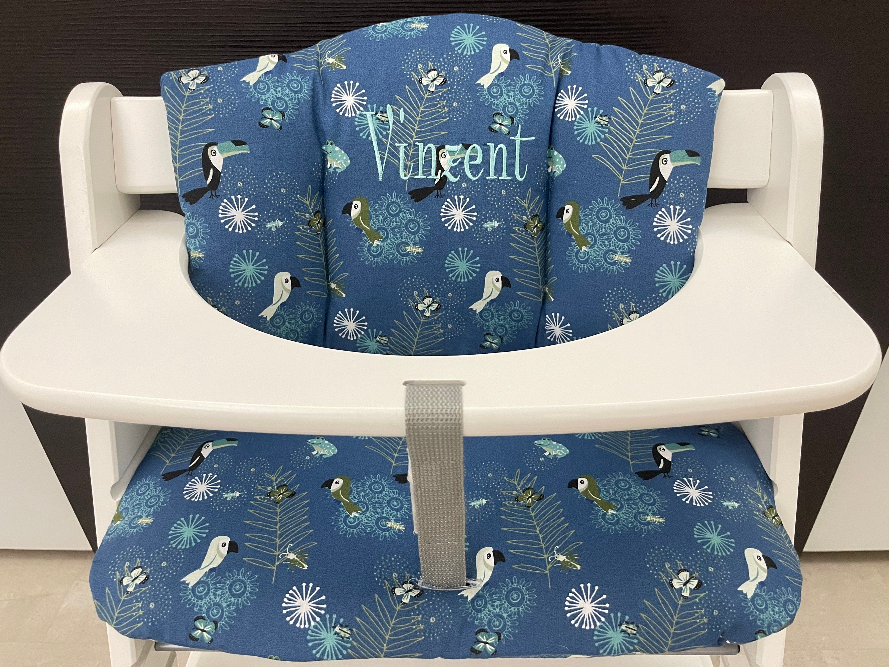 Sitzkissen Kissenset für Hauck Alpha, Tray, Beta Hochstuhl - Tukan blau