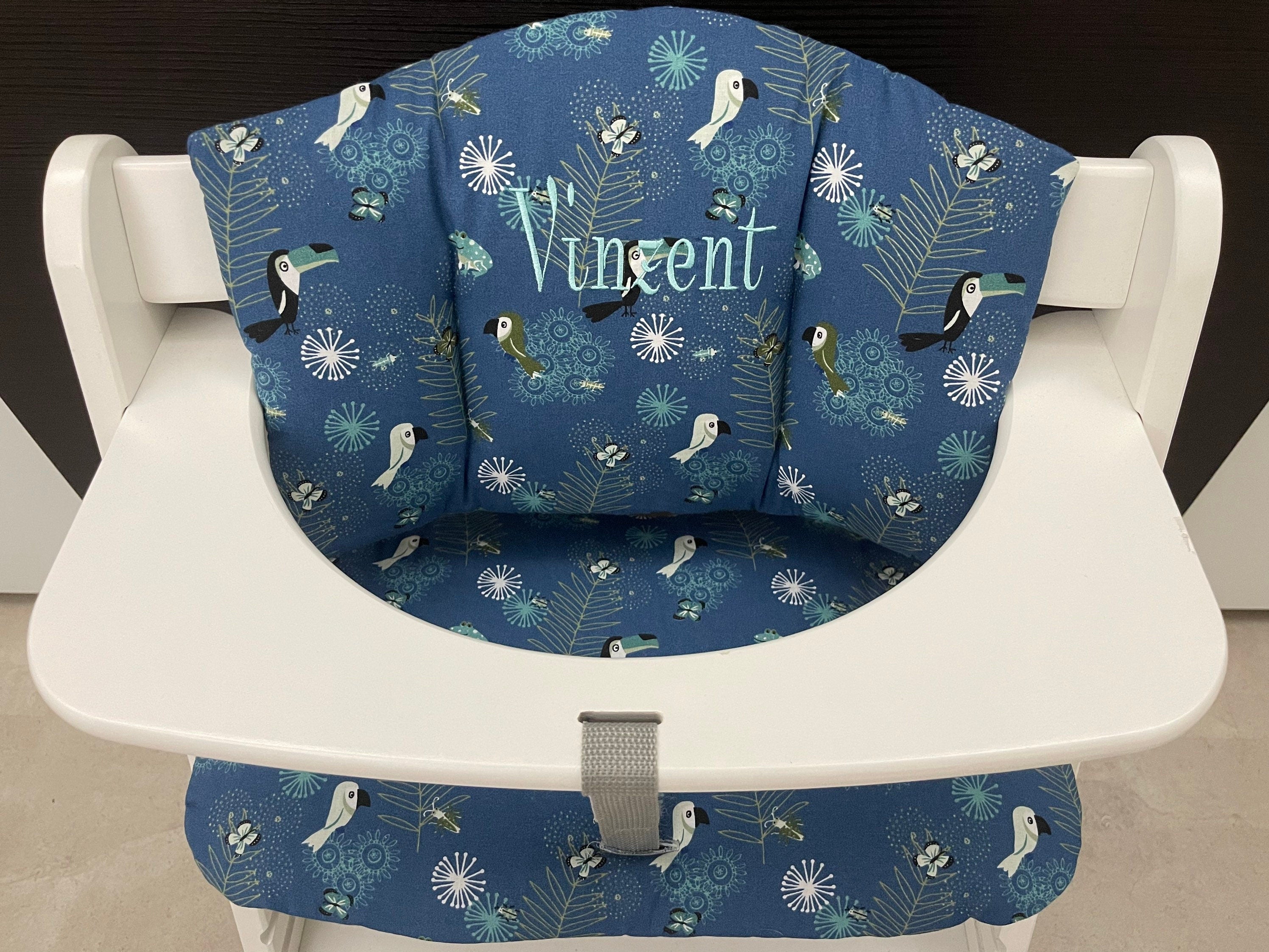 Sitzkissen Kissenset für Hauck Alpha, Tray, Beta Hochstuhl - Tukan blau