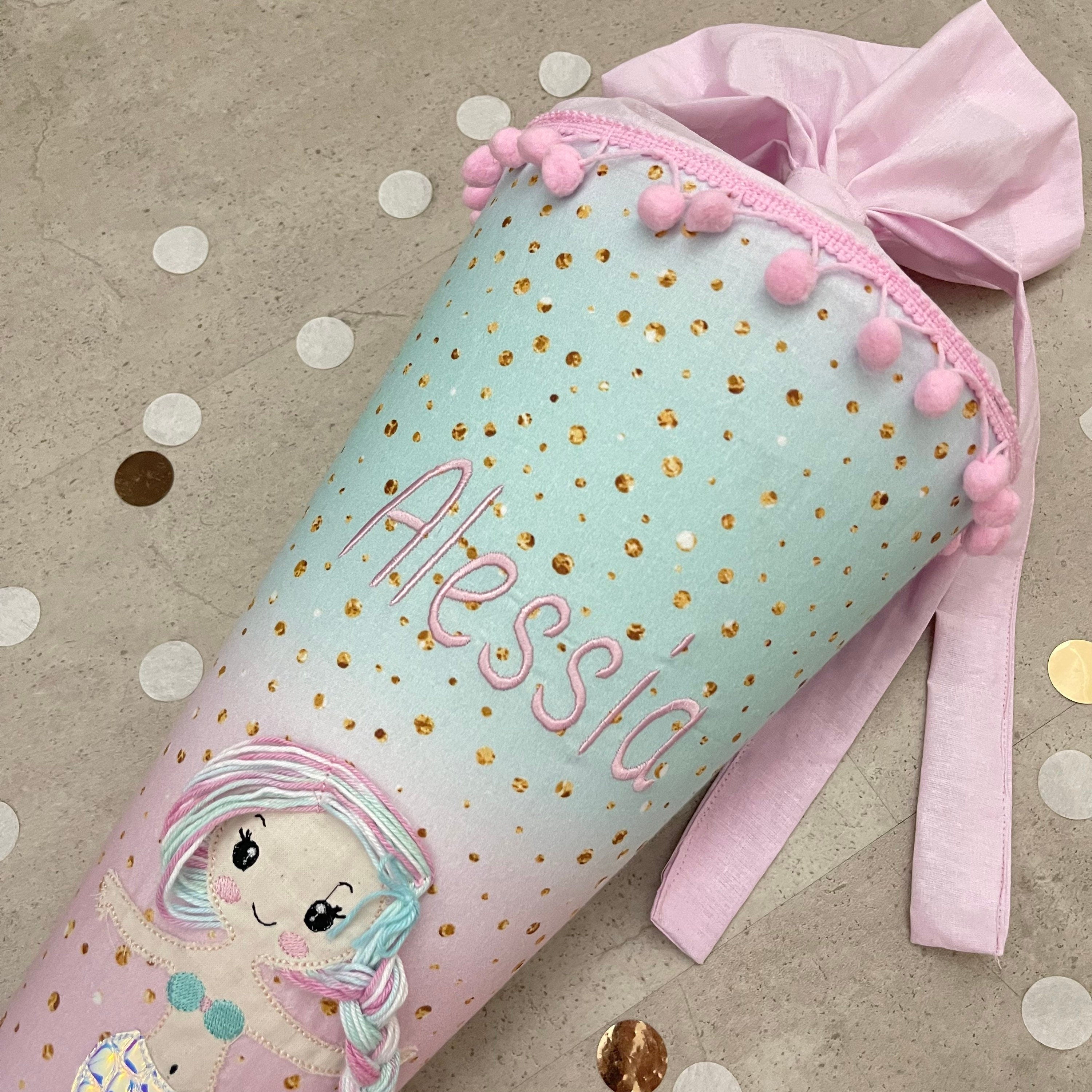 85cm Schultüte Stoff Zuckertüte Einschulung Handmade - Meerjungfrau multicolor