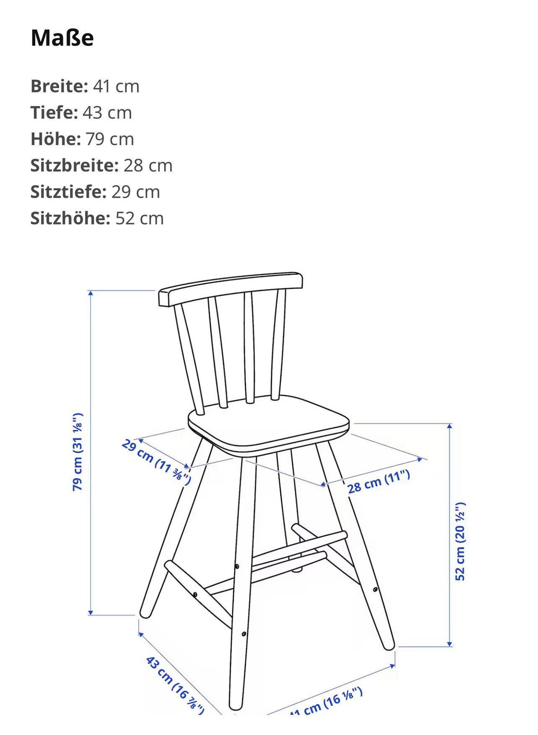 Sitzkissen für Ikea Agam Kinderstuhl Hochstuhl - Uni Grau