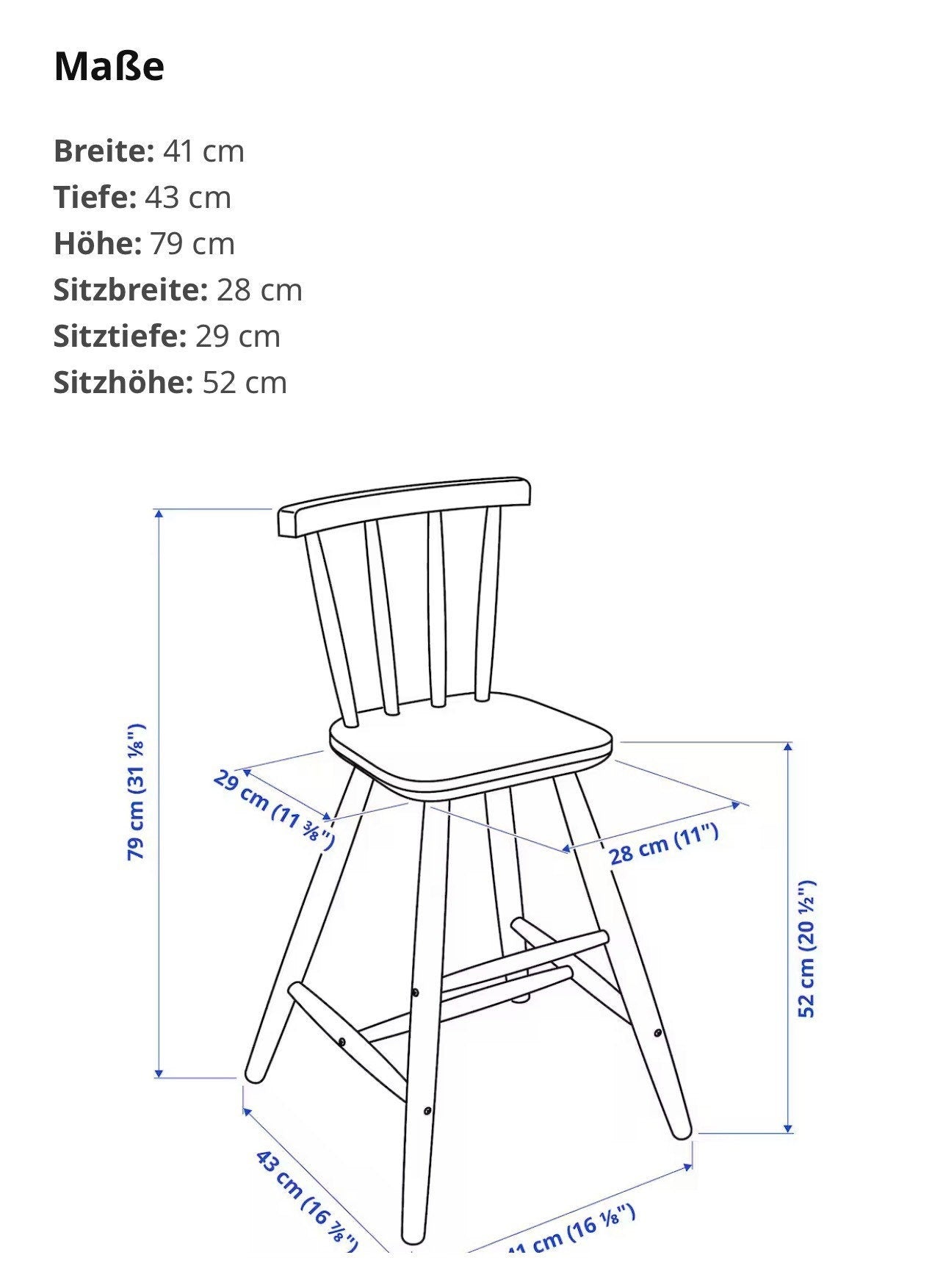 Sitzkissen für Ikea Agam Kinderstuhl Hochstuhl - Uni Grau