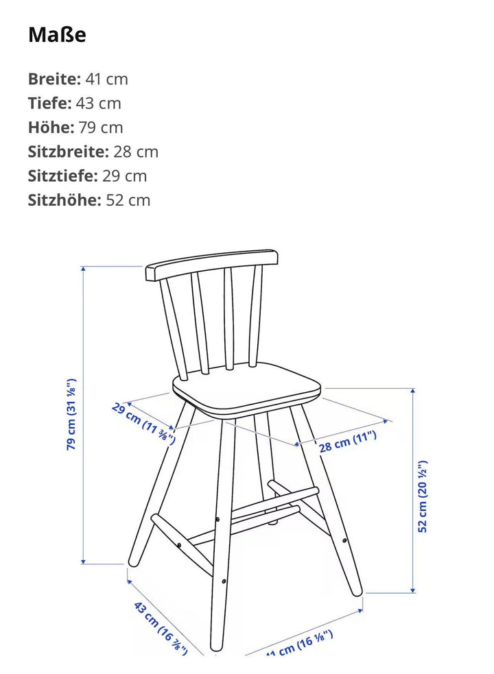 Sitzkissen für Ikea Agam Kinderstuhl Hochstuhl - Uni Grau