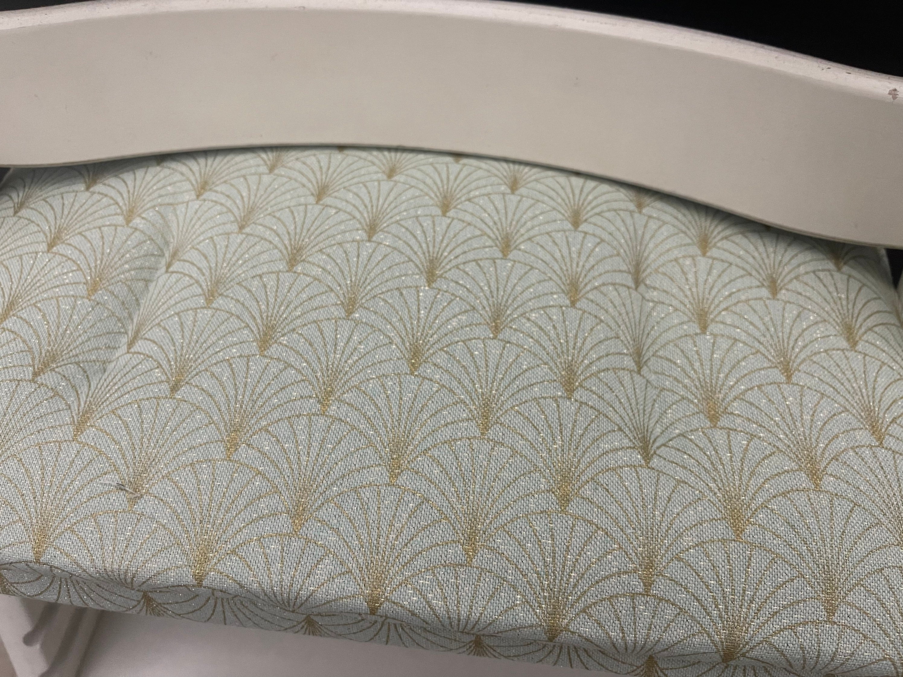 Tripp Trapp Sitzkissen Kissenset für Stokke Hochstuhl - Lurexeffekte Glamour Schuppen Fächer mint goldfarbig