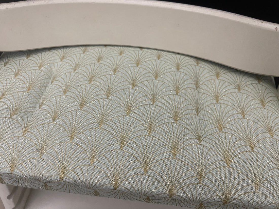 Tripp Trapp Sitzkissen Kissenset für Stokke Hochstuhl - Lurexeffekte Glamour Schuppen Fächer mint goldfarbig
