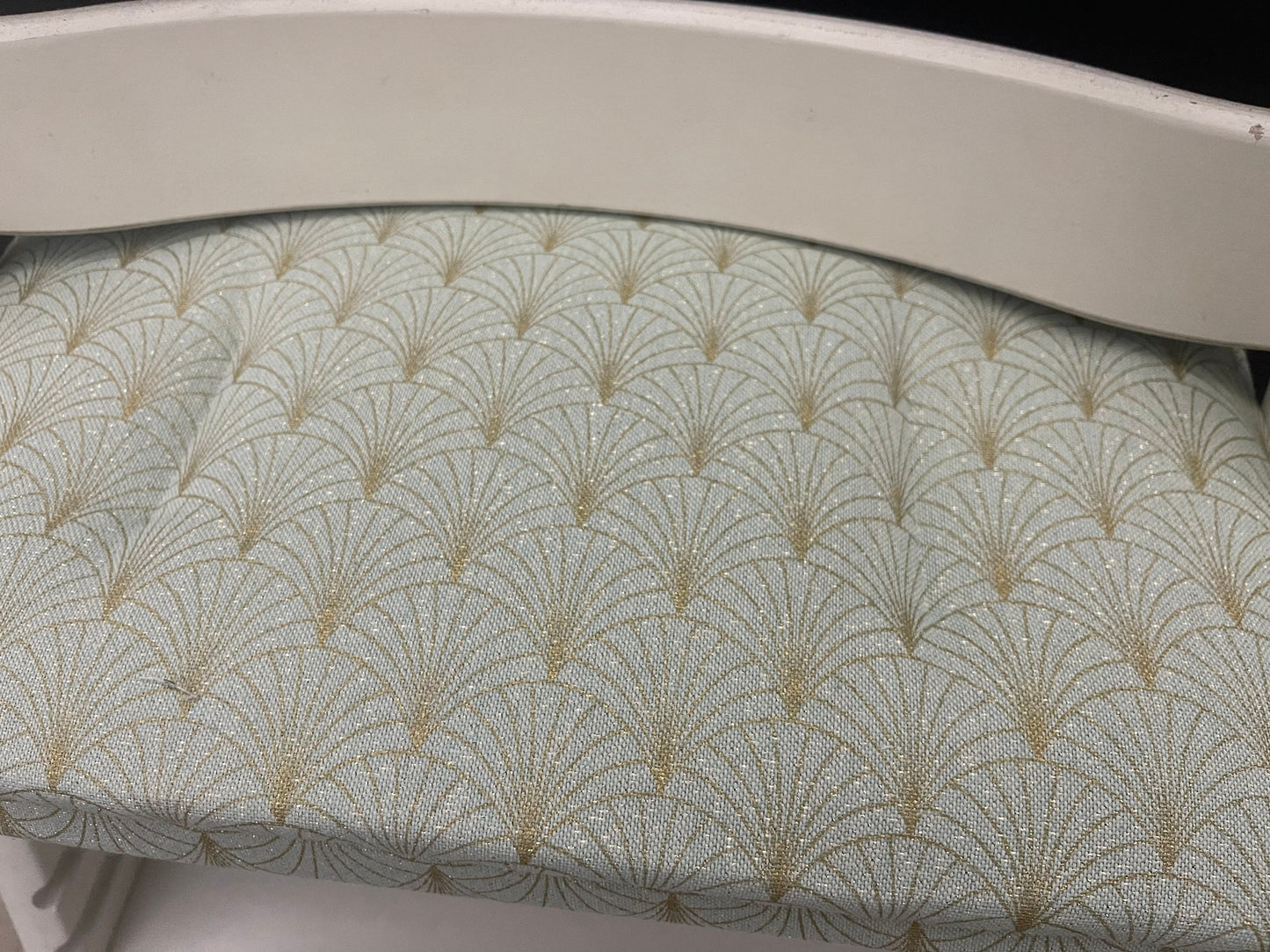 Tripp Trapp Sitzkissen Kissenset für Stokke Hochstuhl - Lurexeffekte Glamour Schuppen Fächer mint goldfarbig