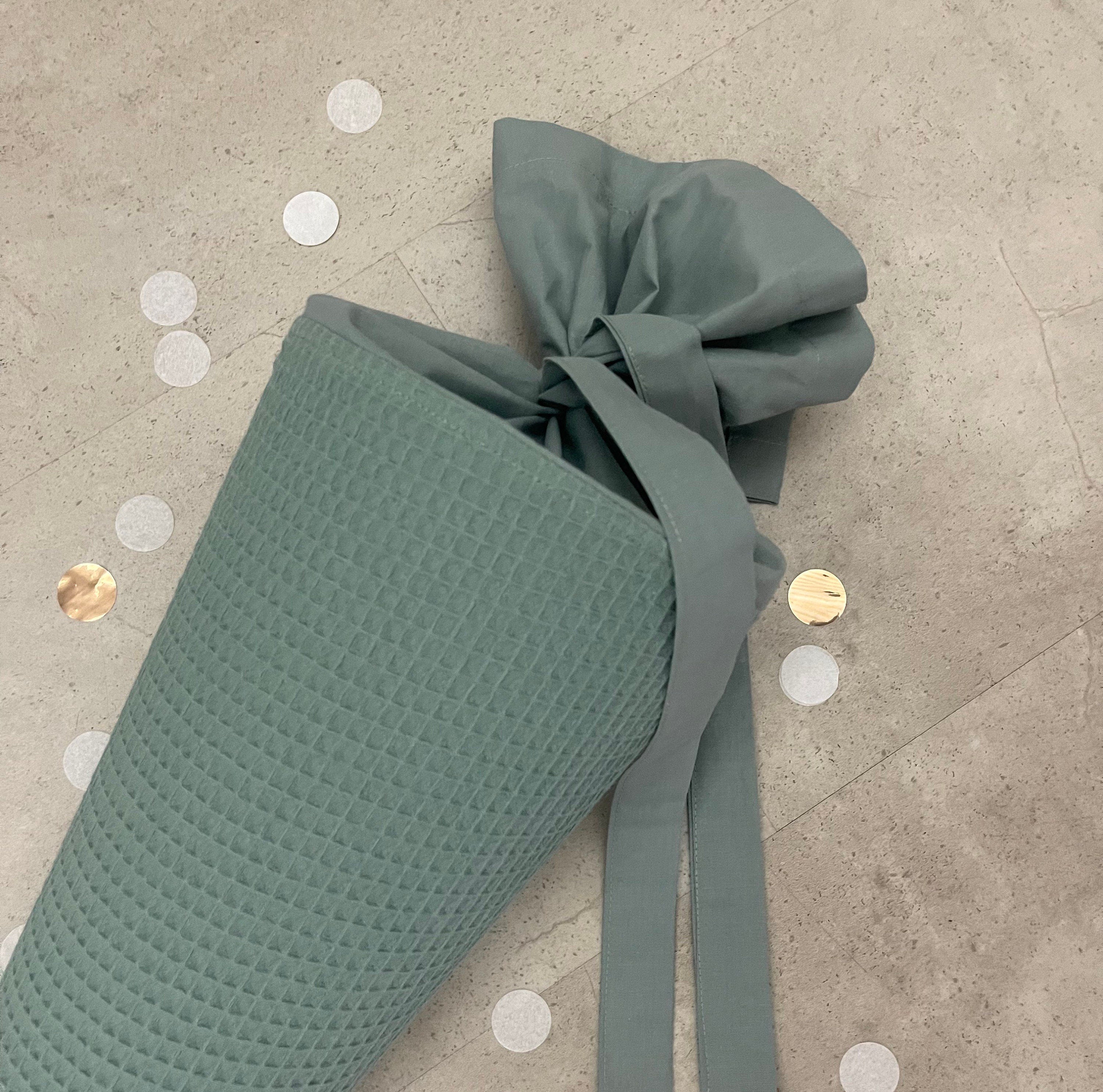 Schultüte Zuckertüte Einschulung Groß 70cm Handmade / Waffelpique Salbei