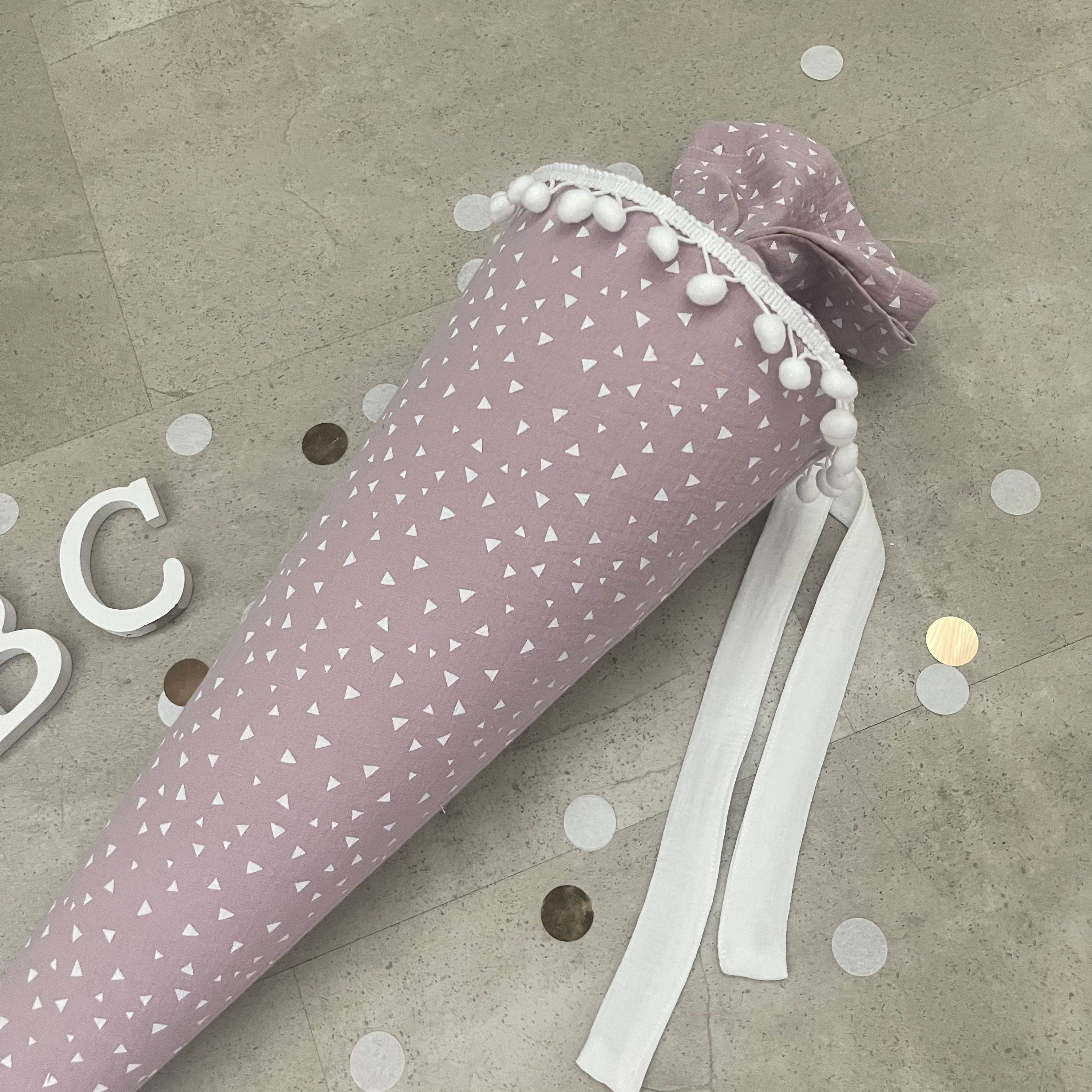 Schultüte Zuckertüte Einschulung Groß 70cm Handmade / Musselin Dreiecke