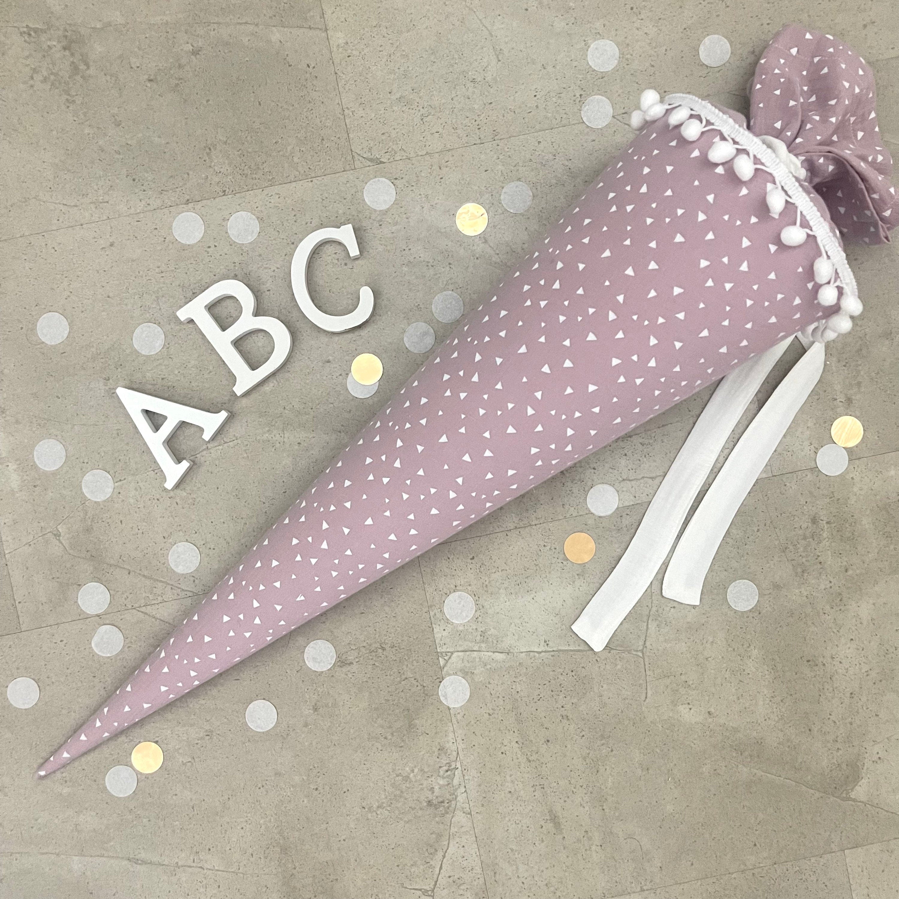 Schultüte Zuckertüte Einschulung Groß 70cm Handmade / Musselin Dreiecke