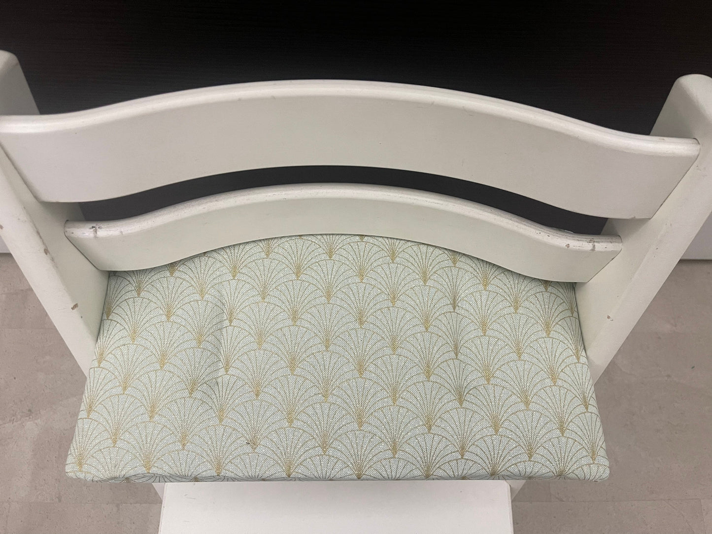 Tripp Trapp Sitzkissen Kissenset für Stokke Hochstuhl - Lurexeffekte Glamour Schuppen Fächer mint goldfarbig