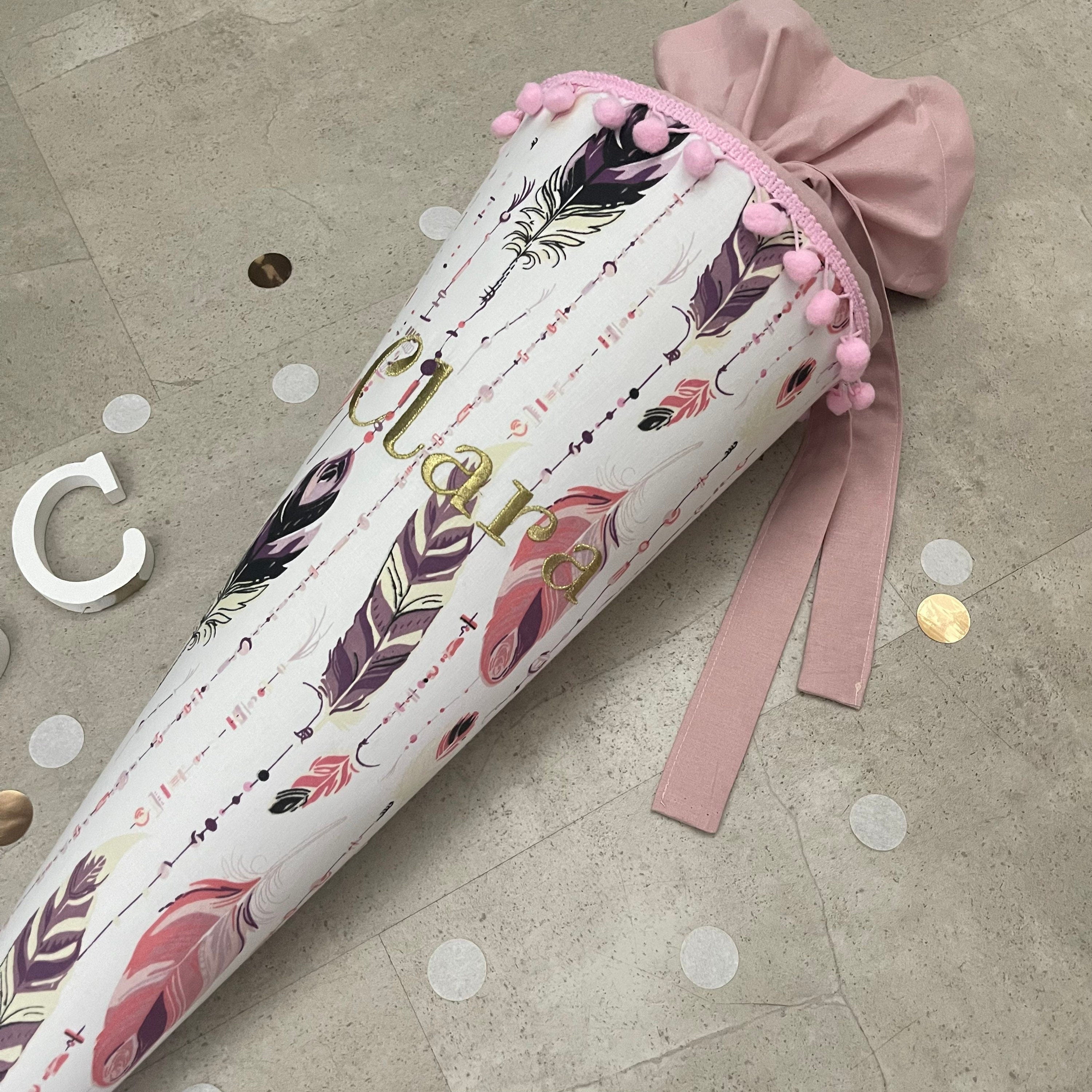 Schultüte Zuckertüte Einschulung Groß 70cm Handmade / Federn Rosa