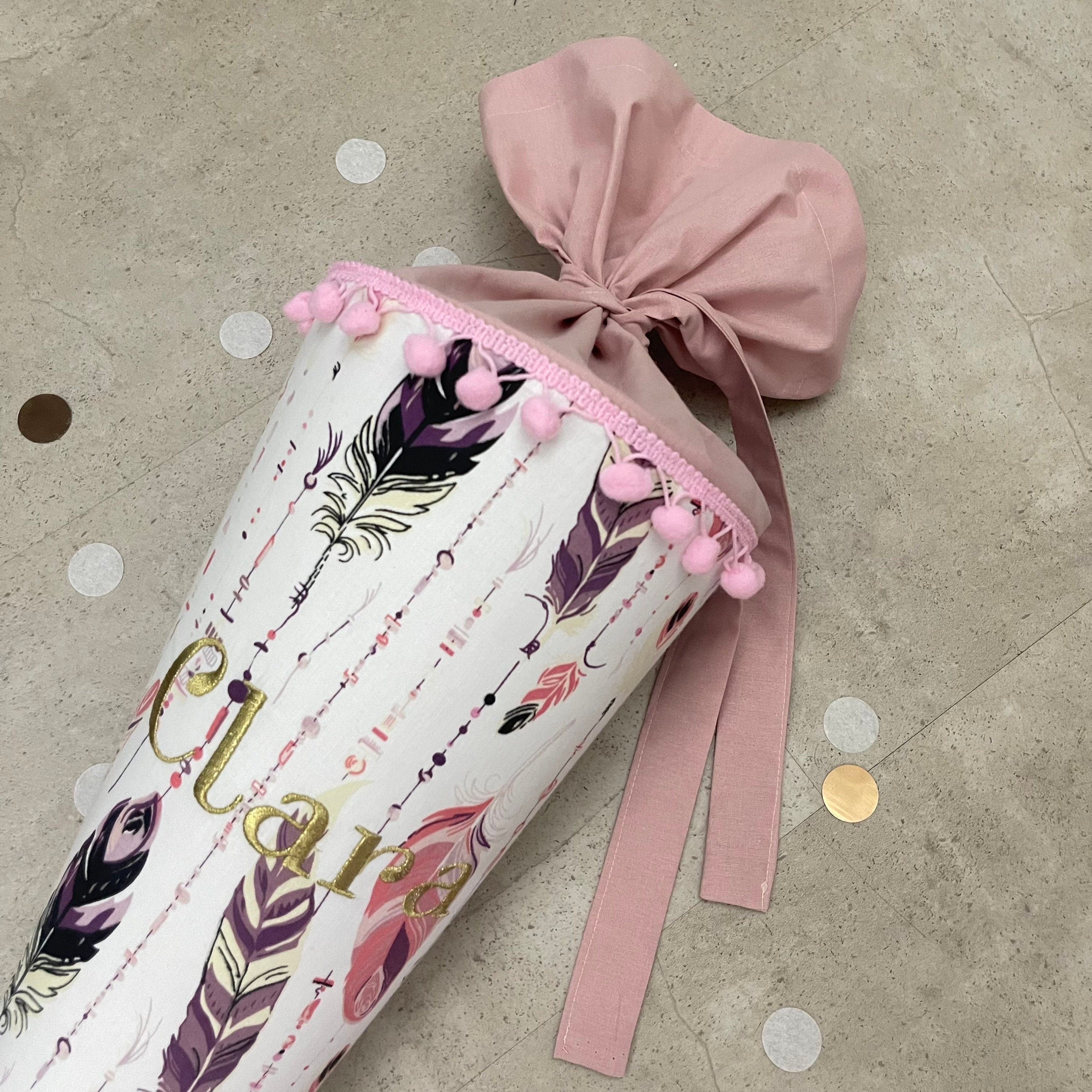 Schultüte Zuckertüte Einschulung Groß 70cm Handmade / Federn Rosa