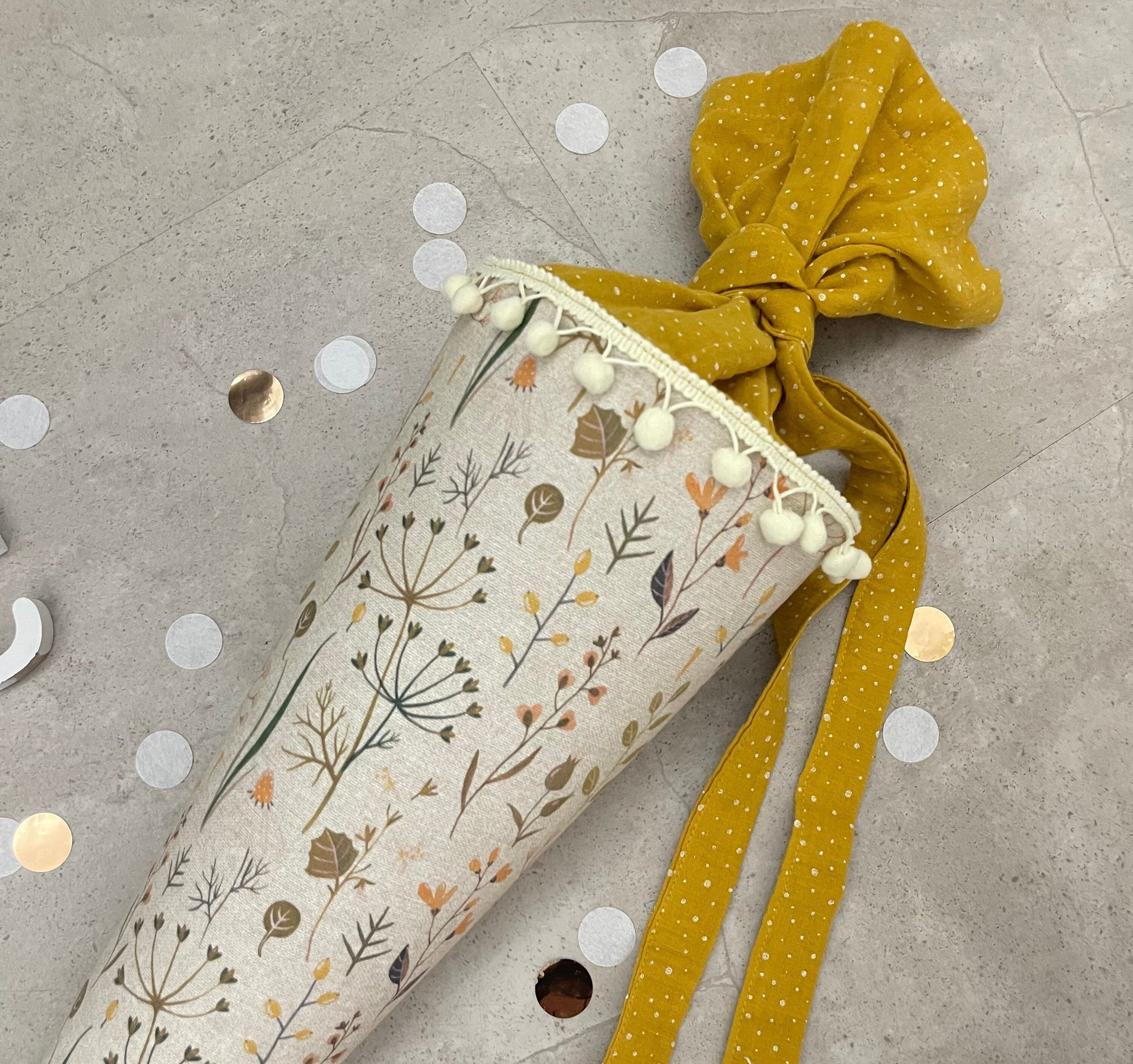 Geschwisterschultüte  klein Zuckertüte Einschulung 35cm Handmade/ Natur Blumen