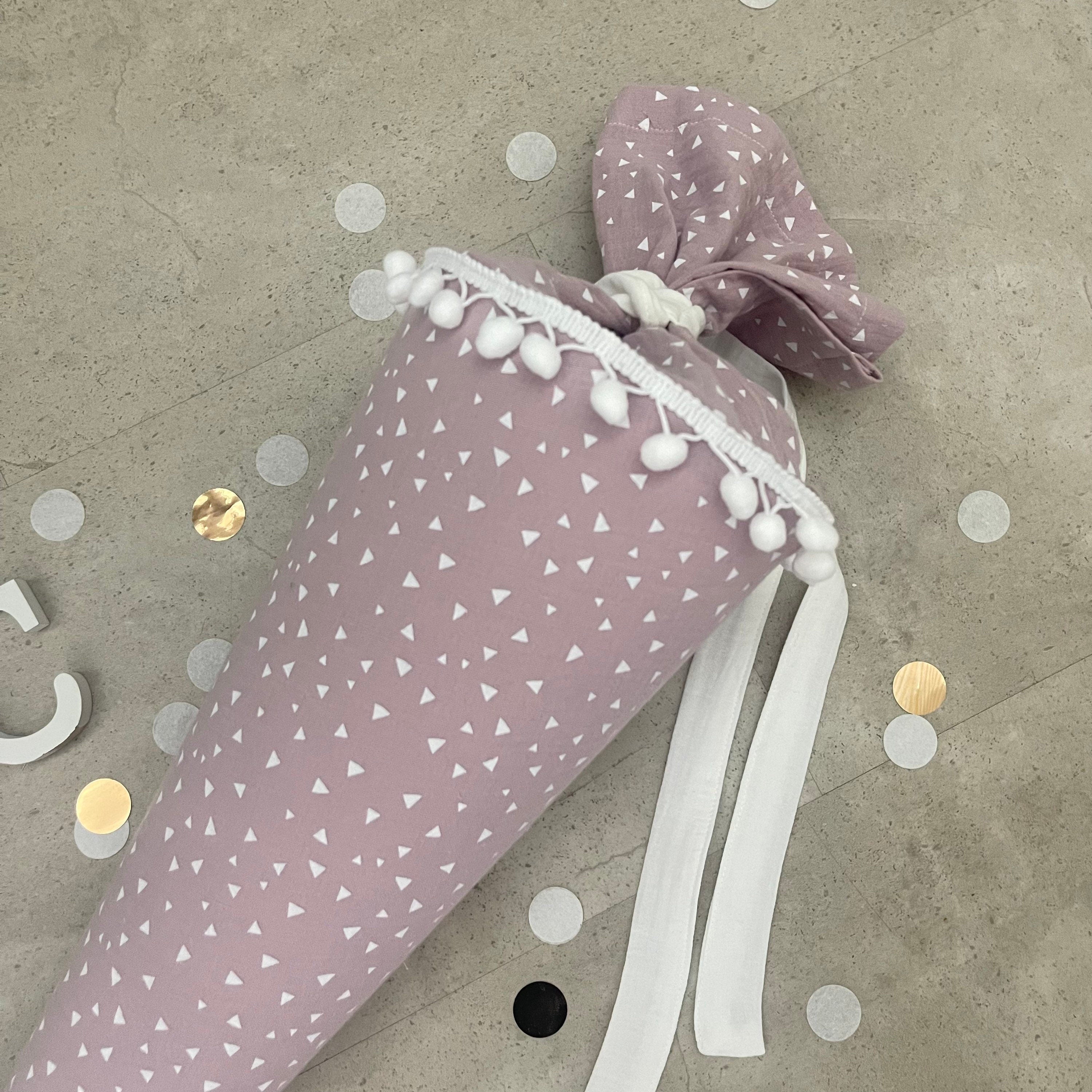 Schultüte Zuckertüte Einschulung Groß 70cm Handmade / Musselin Dreiecke