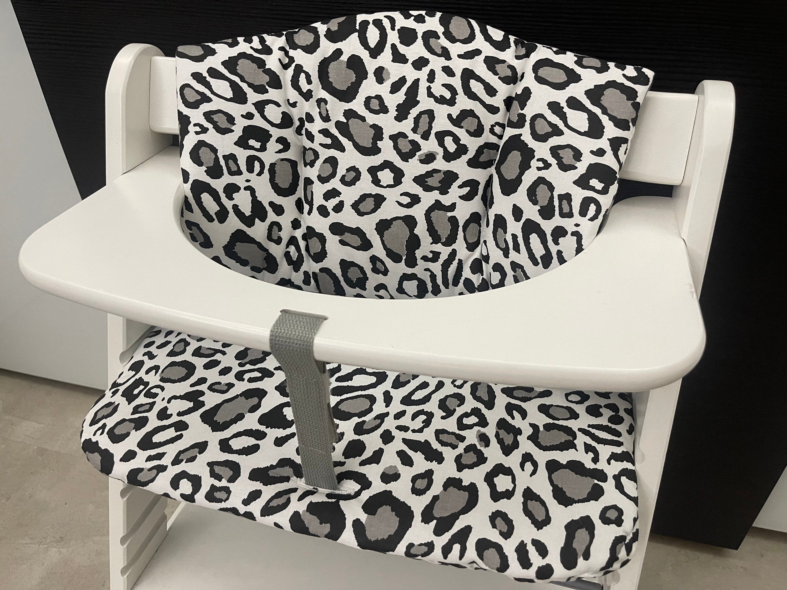 Sitzkissen Kissenset für Hauck Alpha, Tray, Beta Hochstuhl - Leopard schwarz/weiß