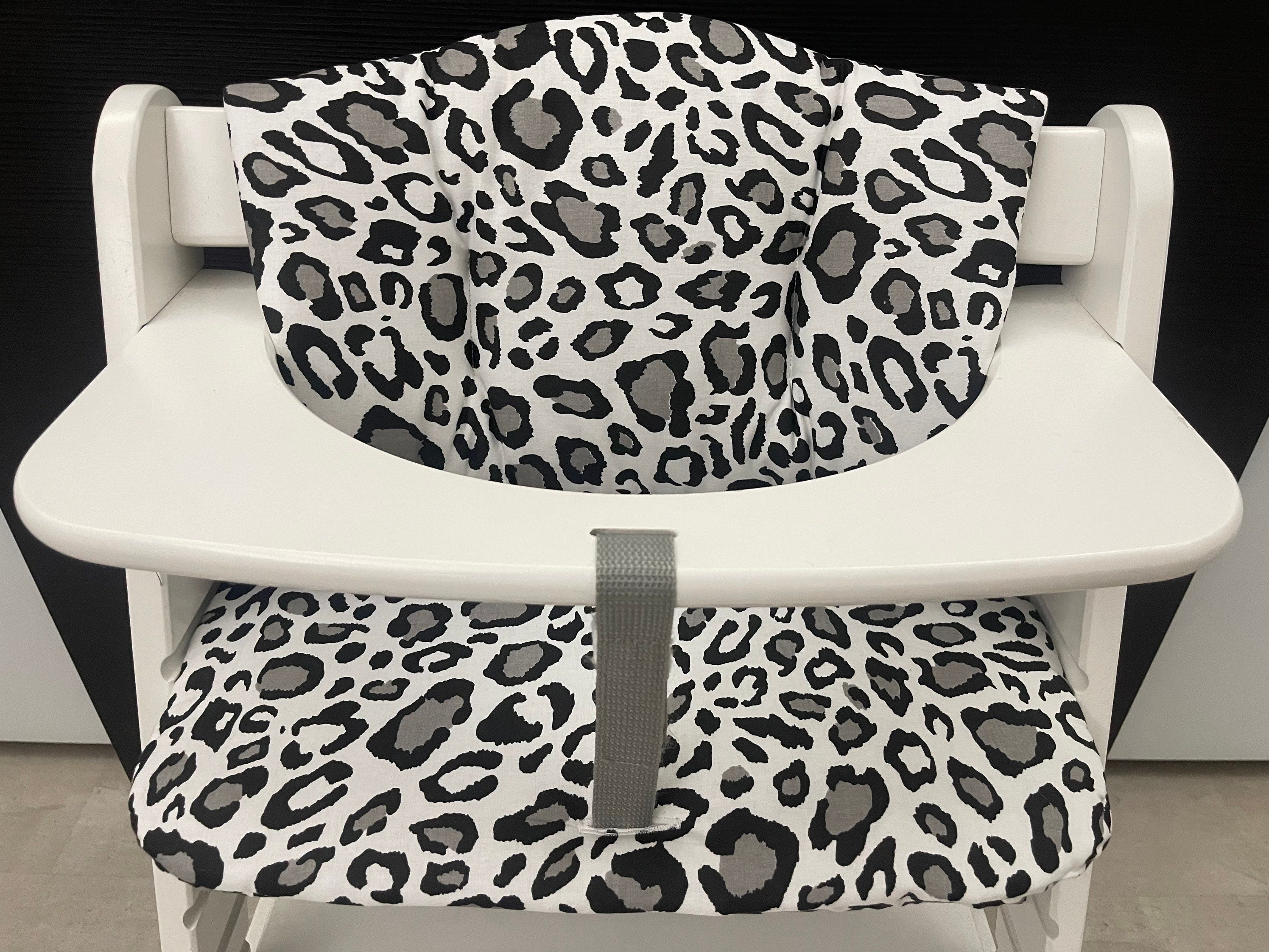 Sitzkissen Kissenset für Hauck Alpha, Tray, Beta Hochstuhl - Leopard schwarz/weiß