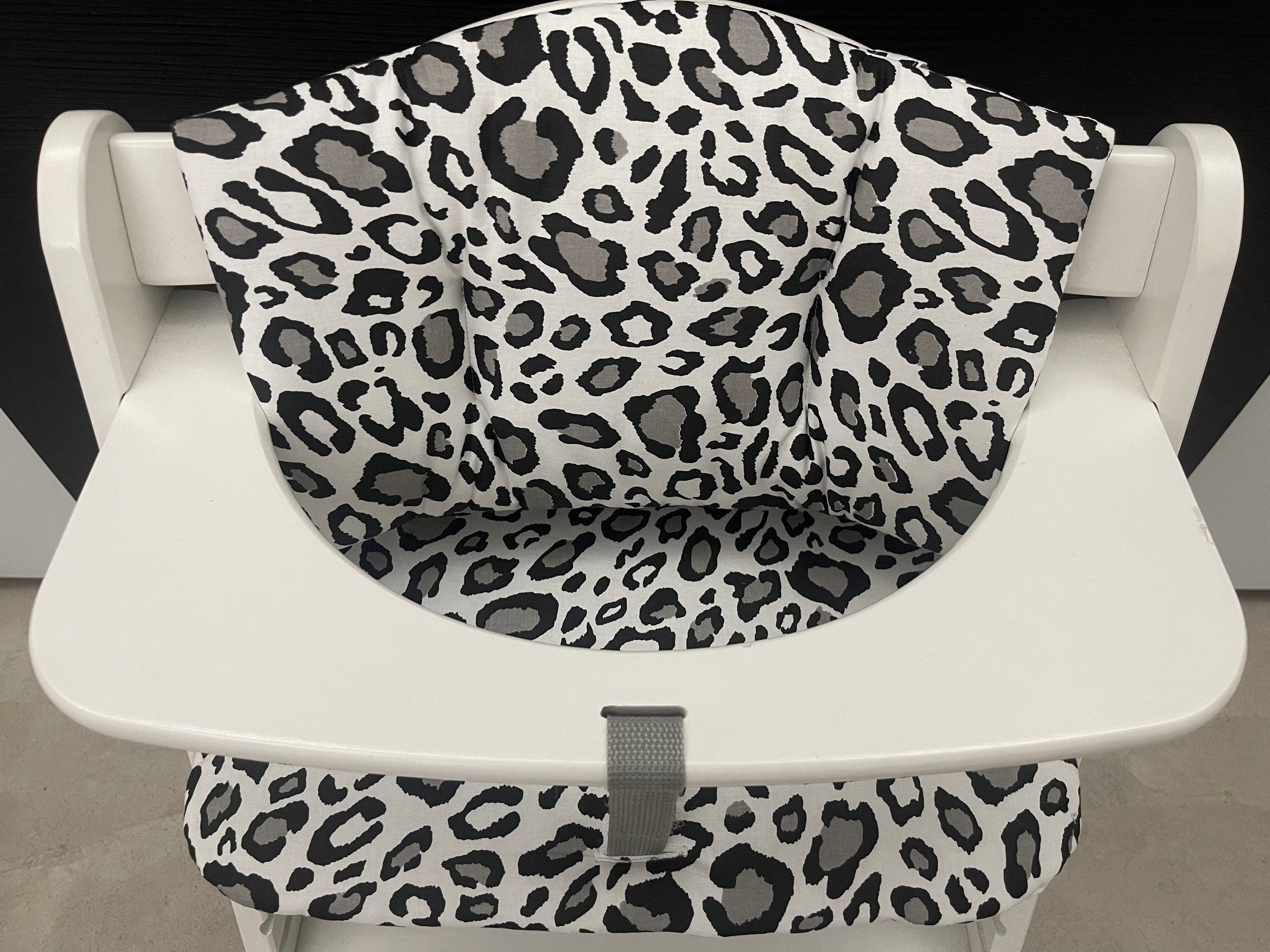 Sitzkissen Kissenset für Hauck Alpha, Tray, Beta Hochstuhl - Leopard schwarz/weiß