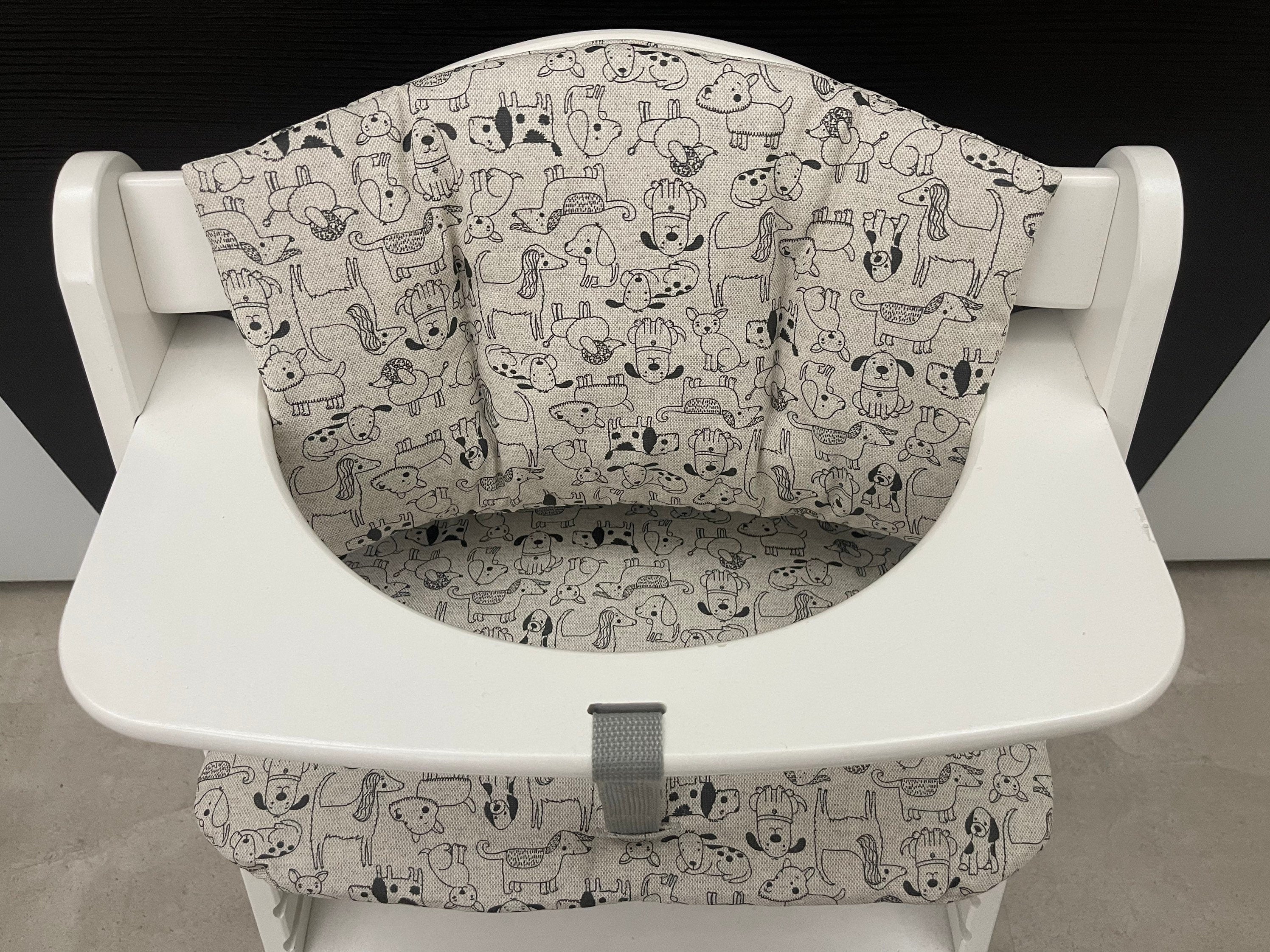 Abwaschbares Sitzkissen Kissenset für Hauck Alpha, Tray, Beta Hochstuhl - dogs Natur