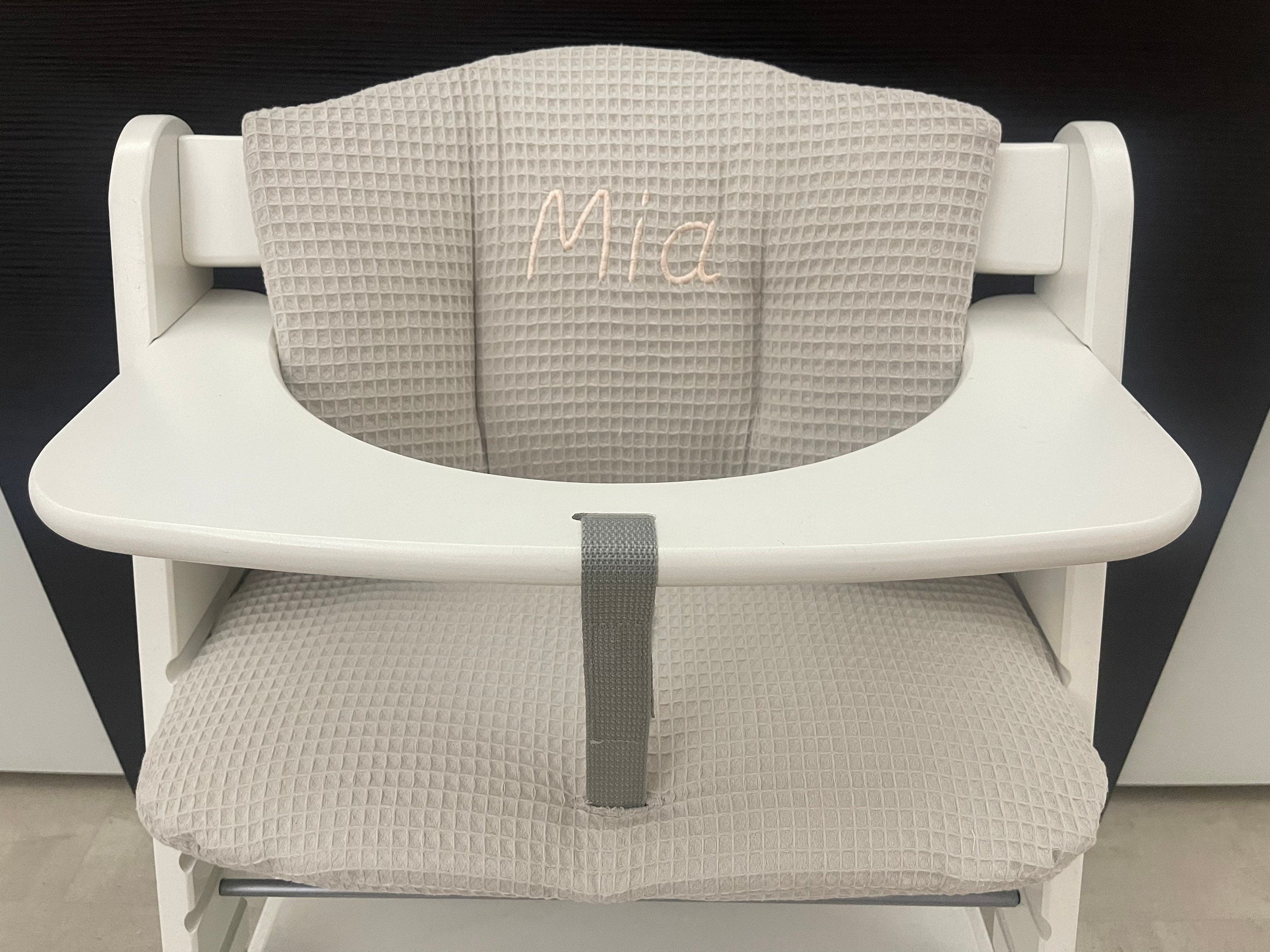 Sitzkissen Kissenset für Hauck Alpha, Tray, Beta Hochstuhl - Waffelpiqué Creme