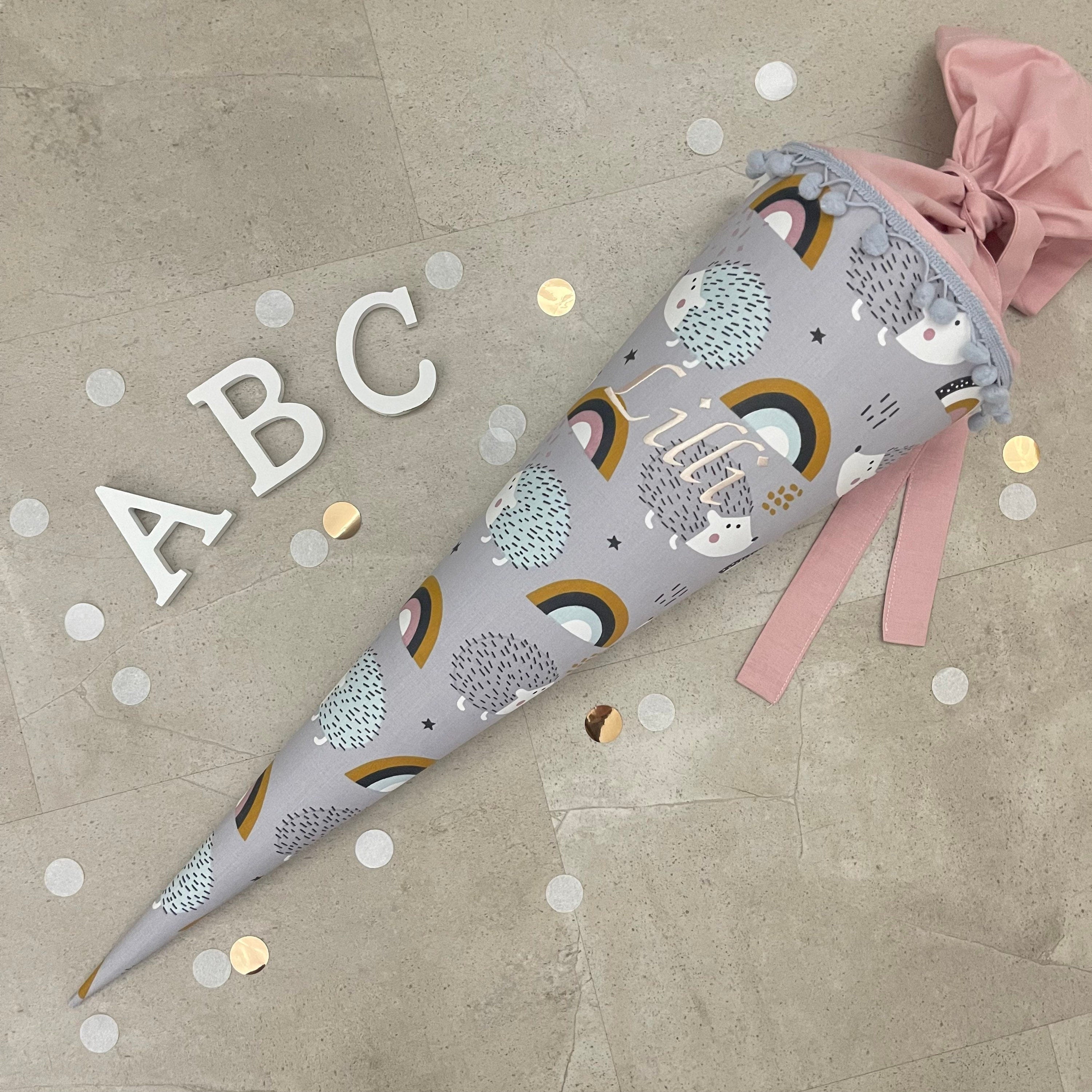 Schultüte Zuckertüte Einschulung Groß 70cm Handmade / Igel und Regenbogen