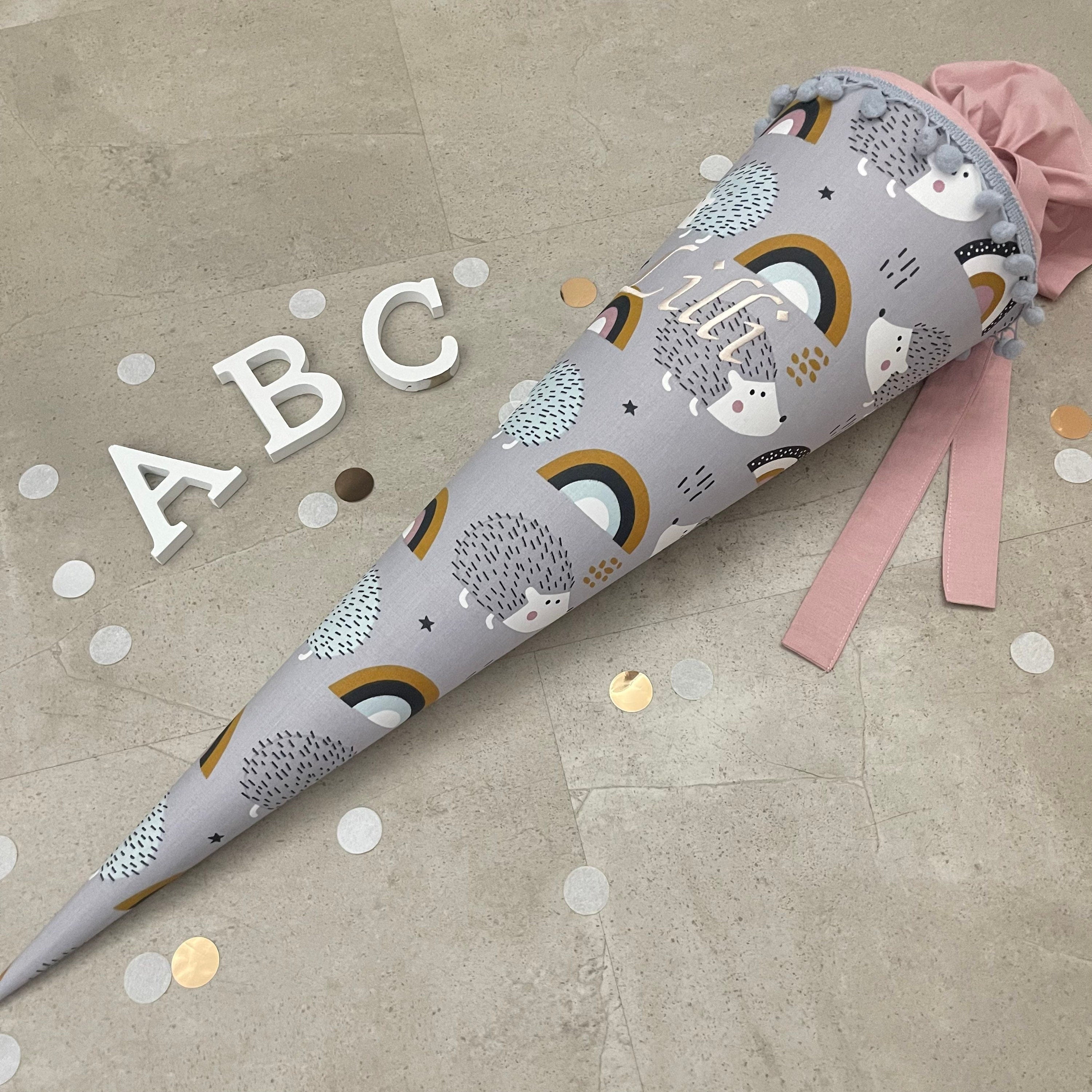 Schultüte Zuckertüte Einschulung Groß 70cm Handmade / Igel und Regenbogen