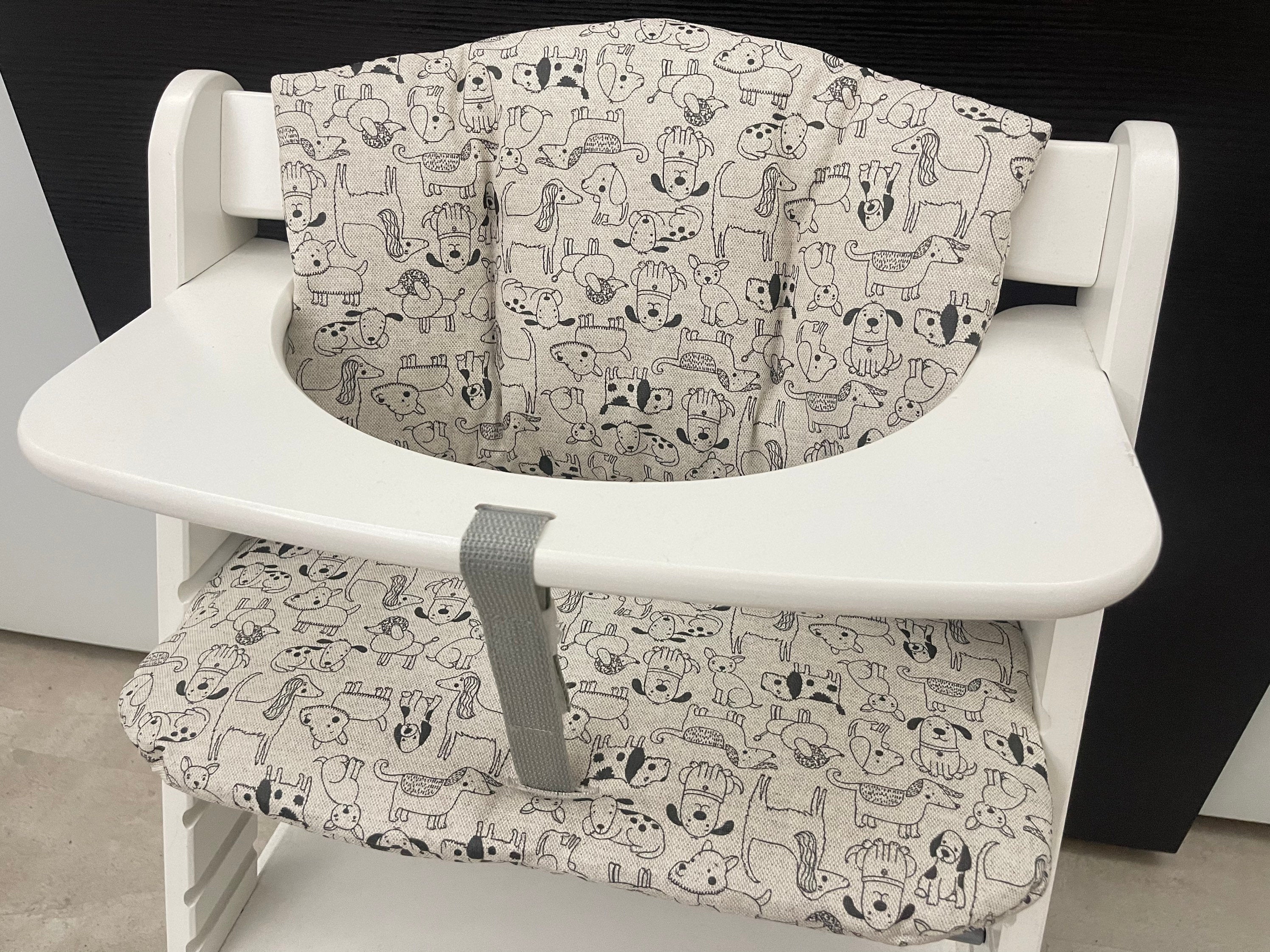 Abwaschbares Sitzkissen Kissenset für Hauck Alpha, Tray, Beta Hochstuhl - dogs Natur