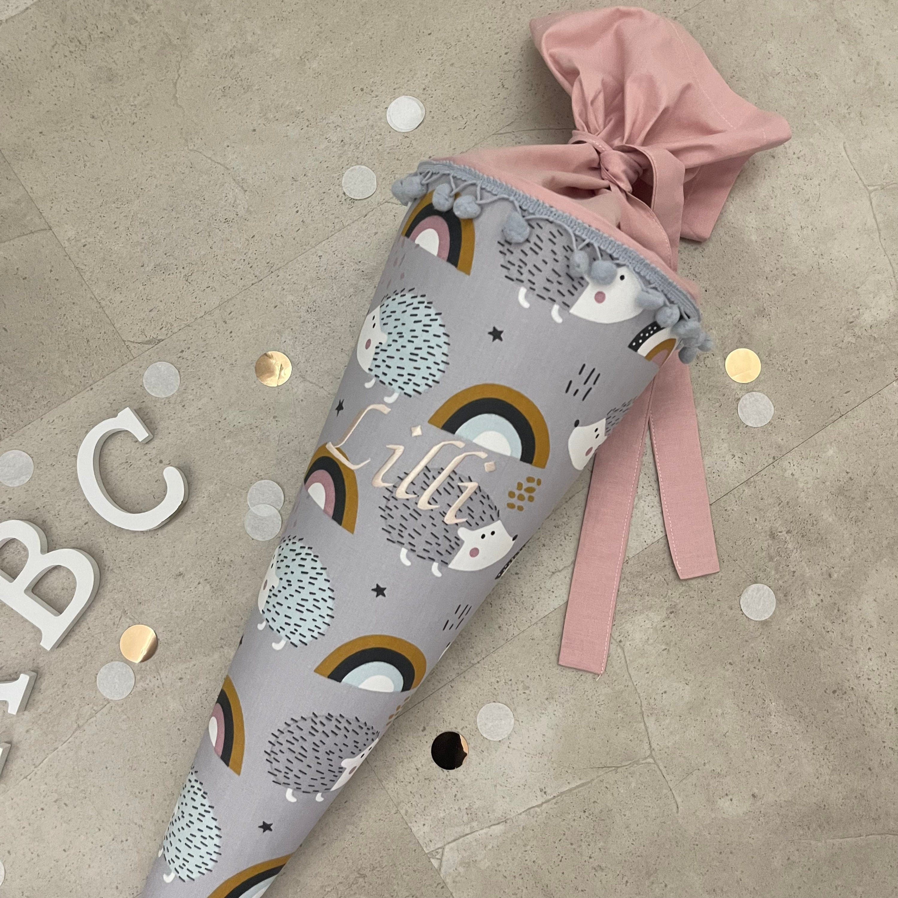 Schultüte Zuckertüte Einschulung Groß 70cm Handmade / Igel und Regenbogen