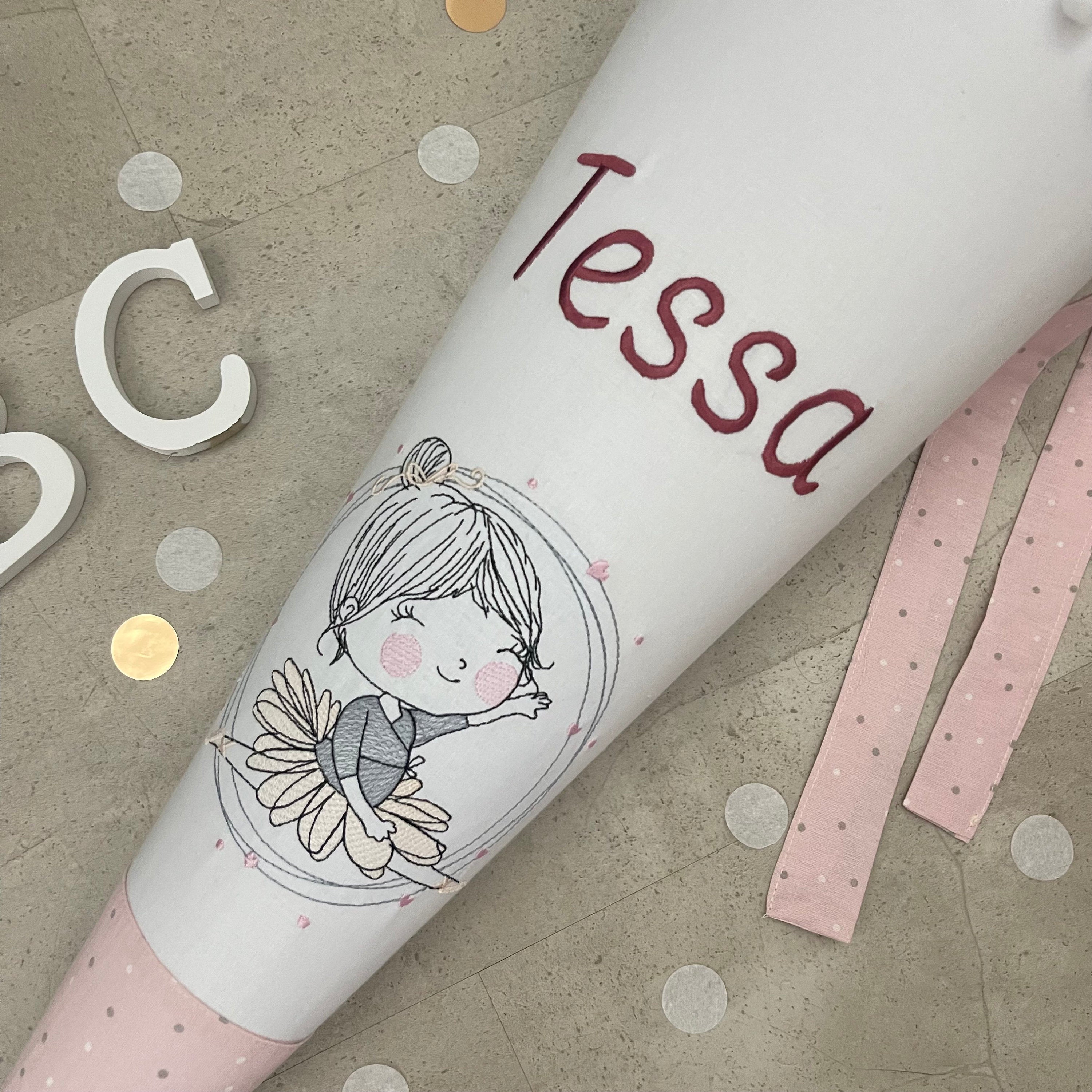 Schultüte Stoff Zuckertüte Einschulung 70cm Handmade Ballerina