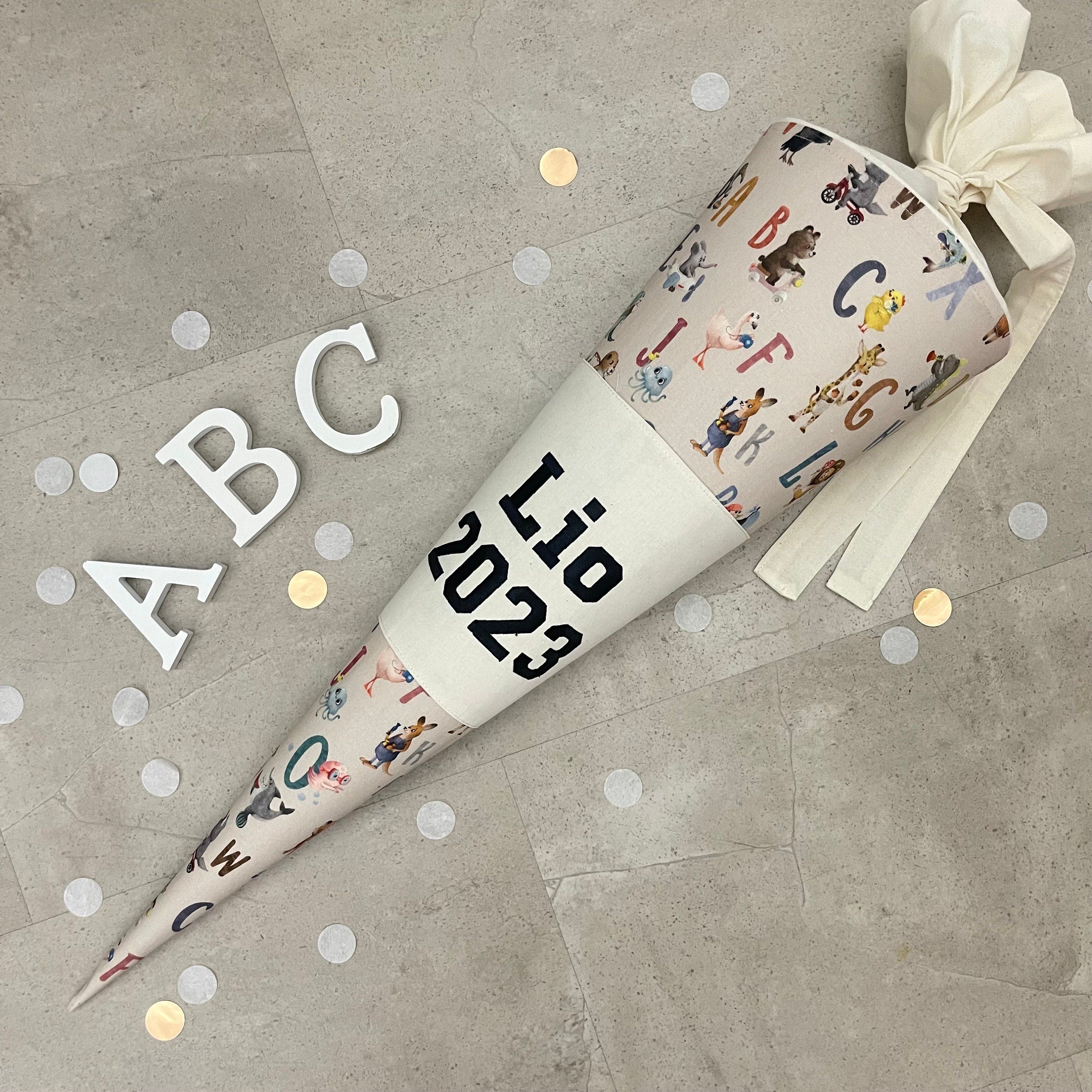 Schultüte Zuckertüte Einschulung Groß 70cm Handmade / ABC Creme